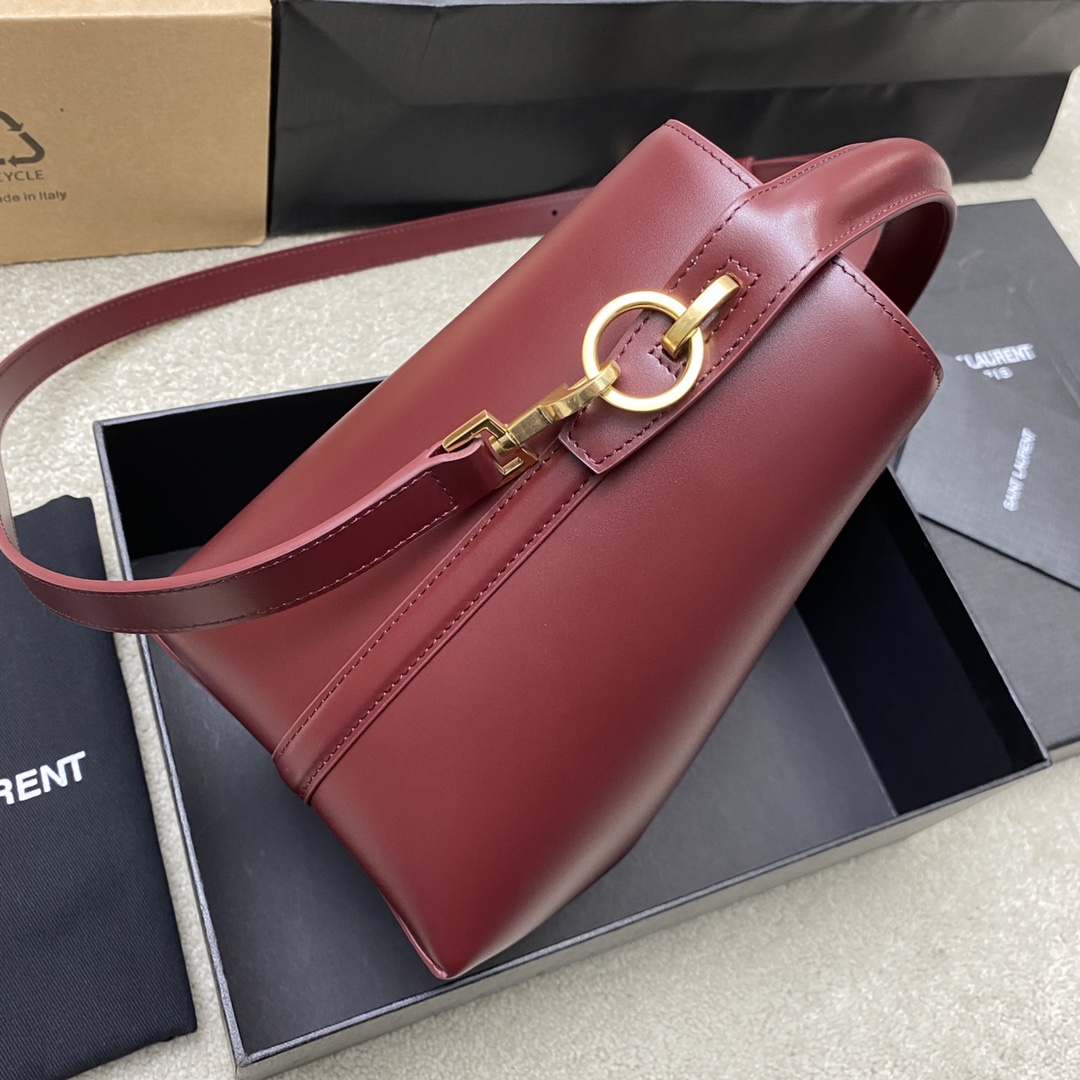 Givenchy 小号枣红平纹/金 、精品专供 5À7系列之小号水桶包 超 水桶包带手提_全新新款包型