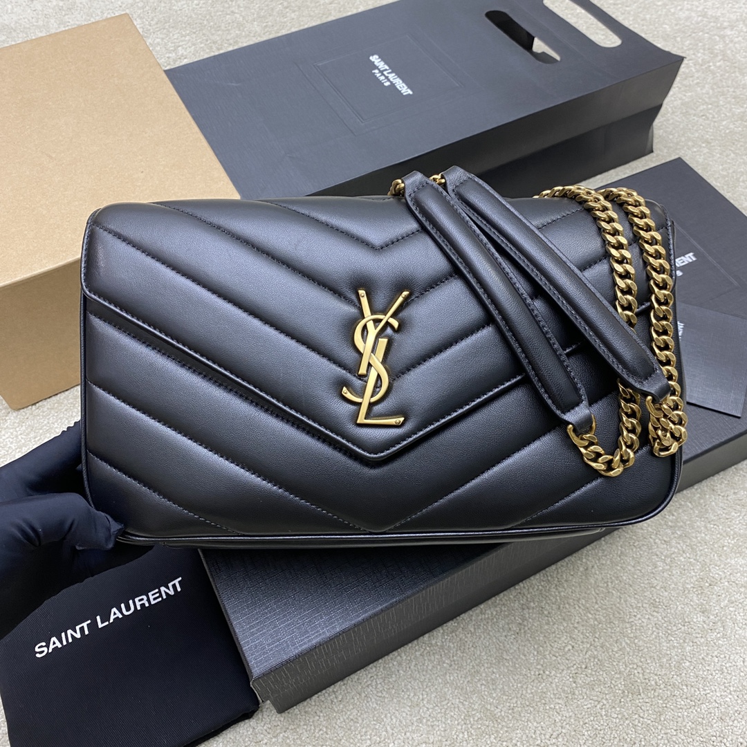 Saint Laurent LouLou Medium Black Leather Shoulder Bag with Golden Hardware 2 i1734617899 199 5