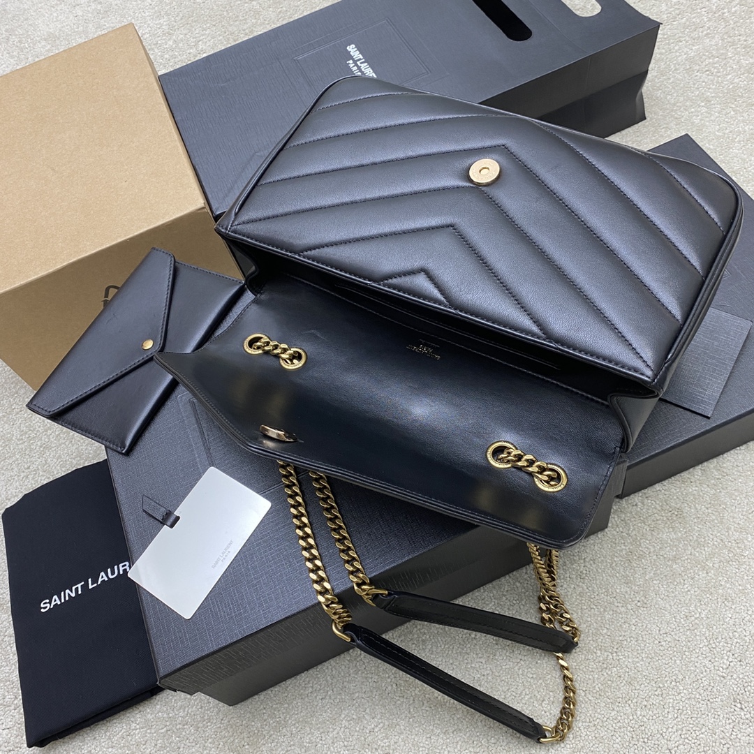 Saint Laurent LouLou Medium Black Leather Shoulder Bag with Golden Hardware 8 i1734617905 4531 0