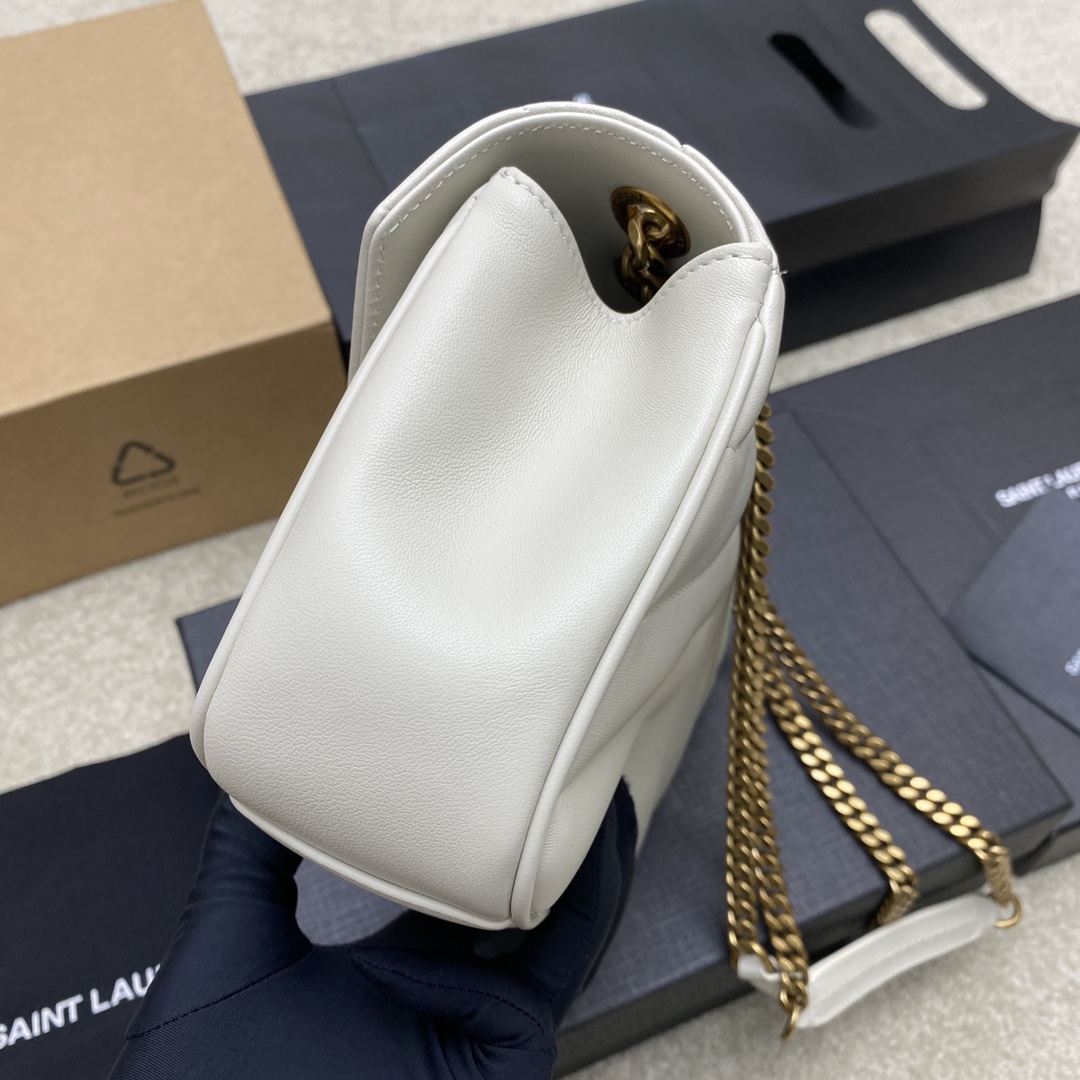 Saint Laurent LouLou Small White Leather Shoulder Bag with Gold Hardware 4 i1734679394 75 0