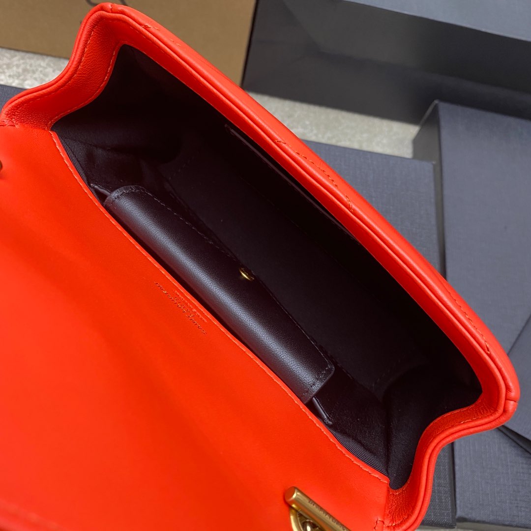 Saint Laurent LouLou Mini Orange Leather Shoulder Bag with Chain 9 i1735121085313 8619 0 7
