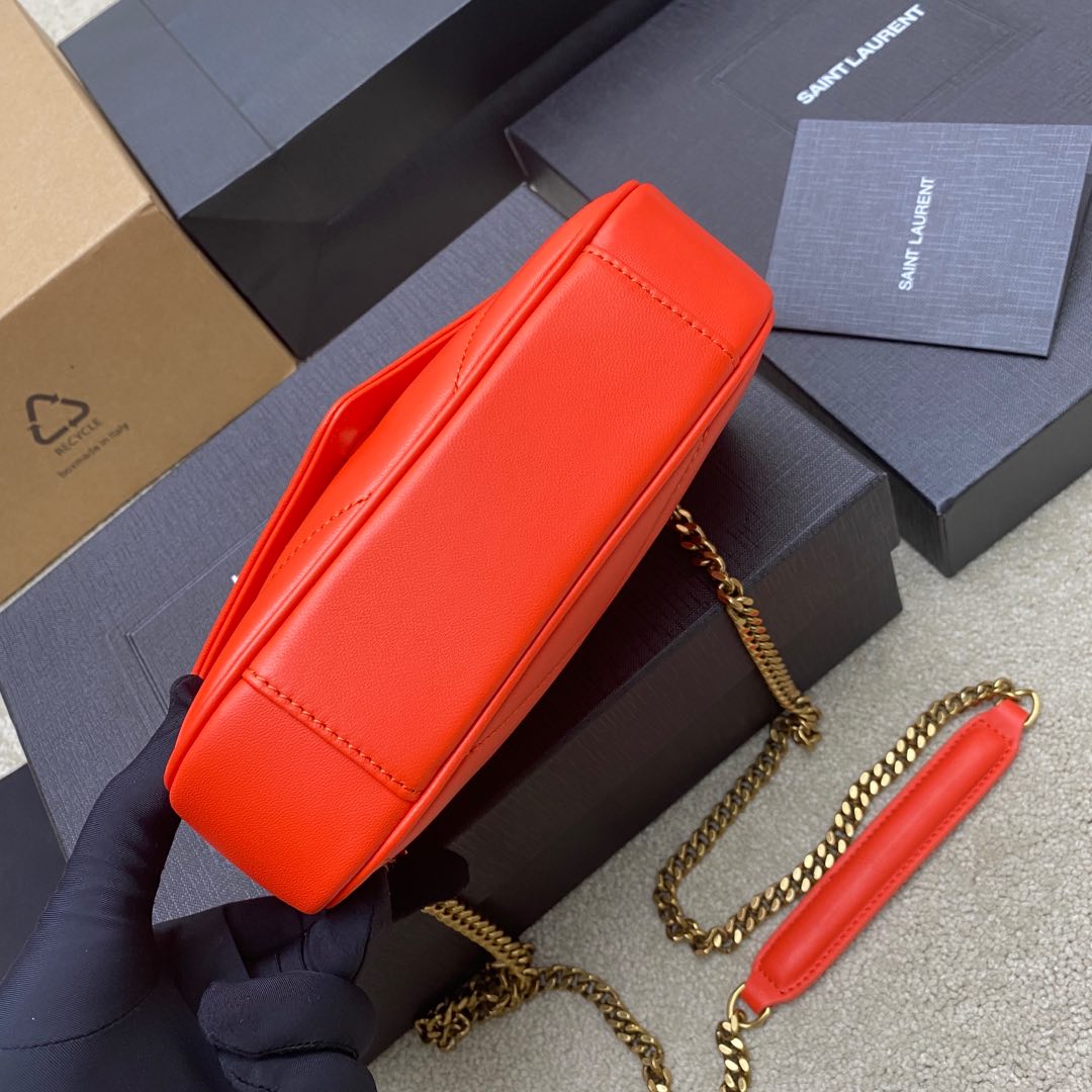 Saint Laurent LouLou Mini Orange Leather Shoulder Bag with Chain 4 i1735121085381 9875 0 2