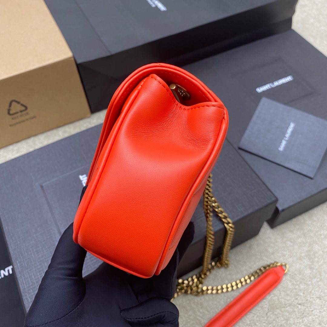 Saint Laurent LouLou Mini Orange Leather Shoulder Bag with Chain 5 i1735121085834 7232 0 3