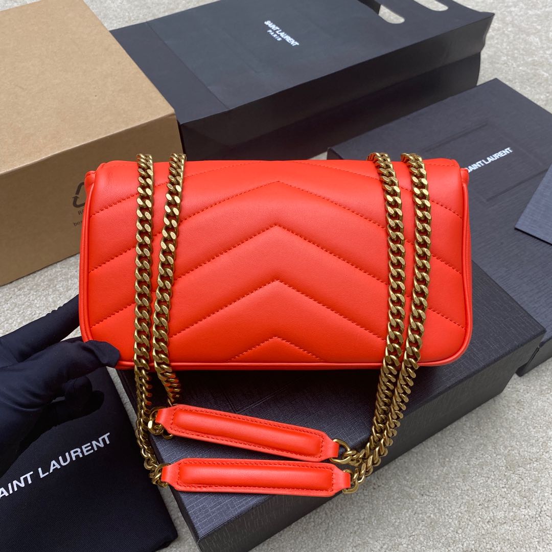 Saint Laurent LouLou Small Bag: Orange Leather, Gold Hardware, and Cardholder 3 i1735121279548 4727 0 1