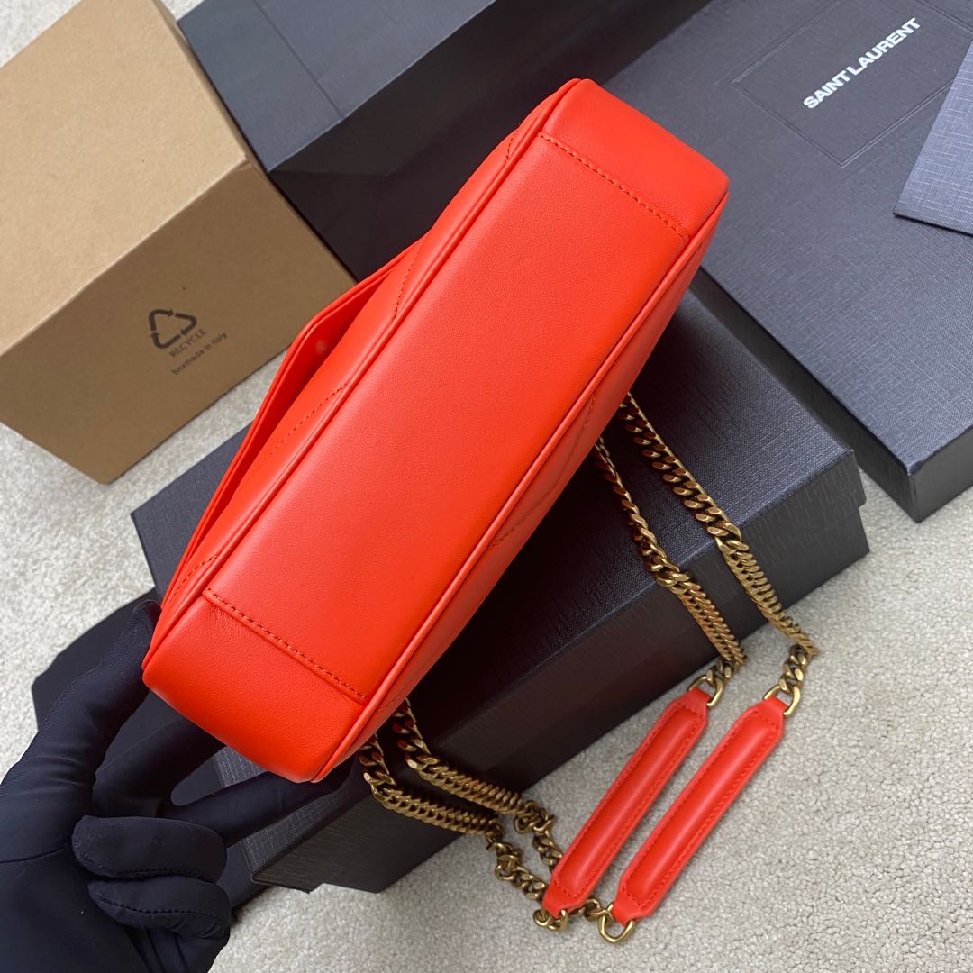 Saint Laurent LouLou Small Bag: Orange Leather, Gold Hardware, and Cardholder 4 i1735121280004 4565 0 2