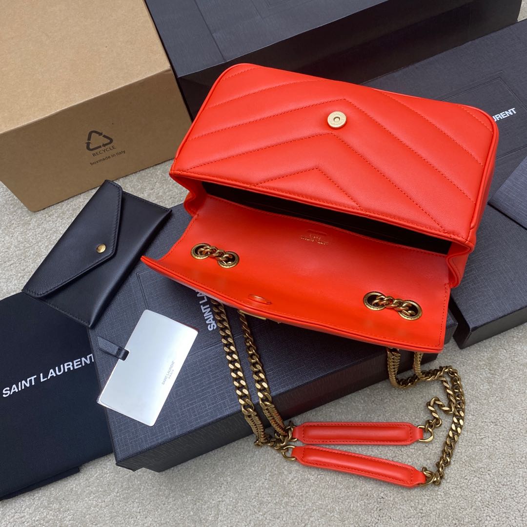 Saint Laurent LouLou Small Bag: Orange Leather, Gold Hardware, and Cardholder 8 i1735121280175 3659 0 6