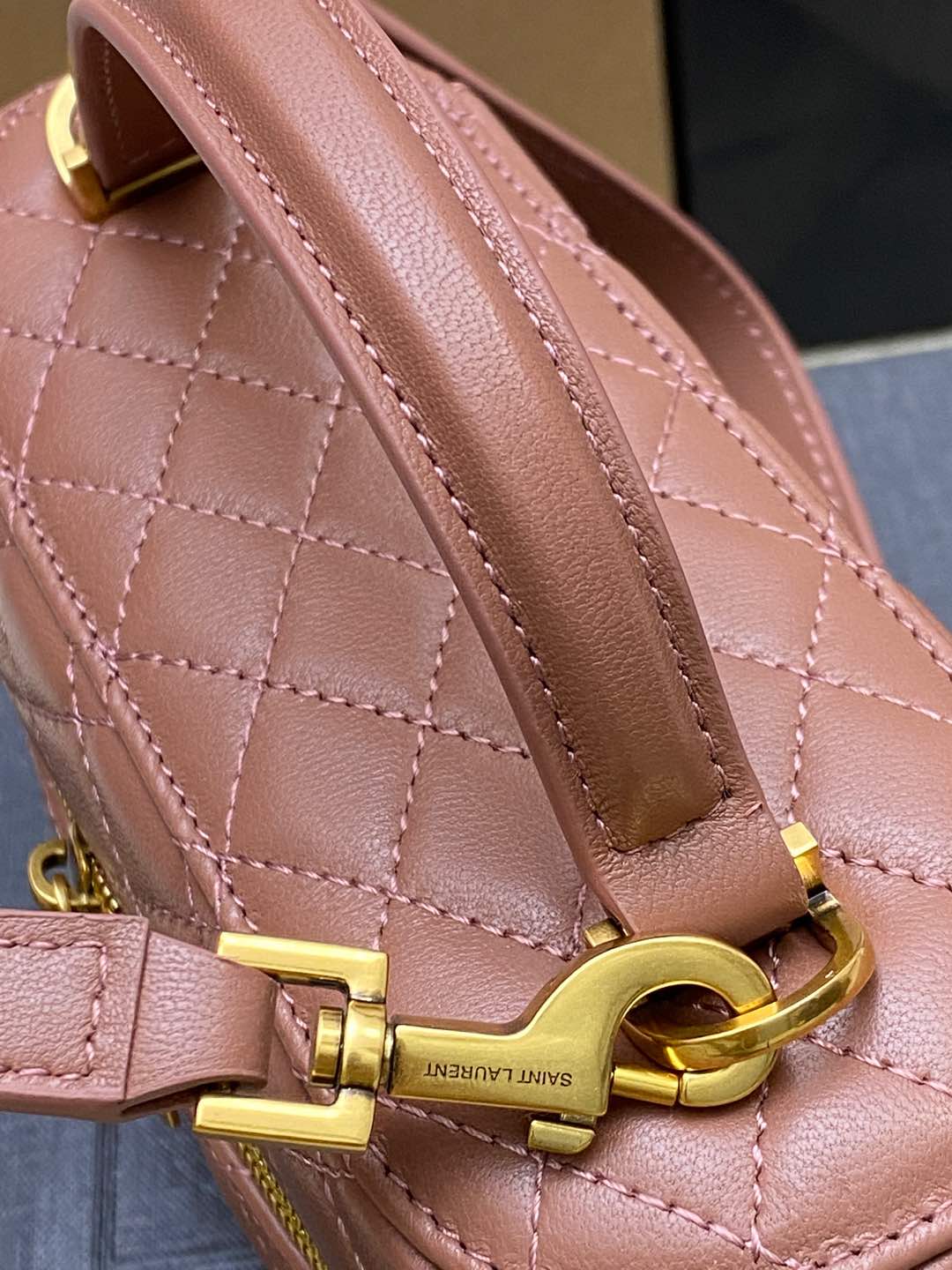 Saint Laurent Mini Lambskin Top Handle Bag with Gold Hardware, Rose 6 i1736245453927 6104 0 5