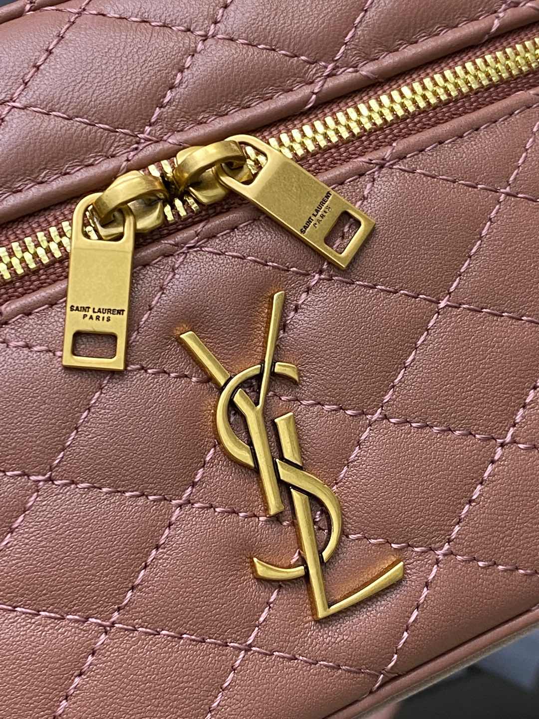 Saint Laurent Mini Lambskin Top Handle Bag with Gold Hardware, Rose 5 i1736245454181 2823 0 4