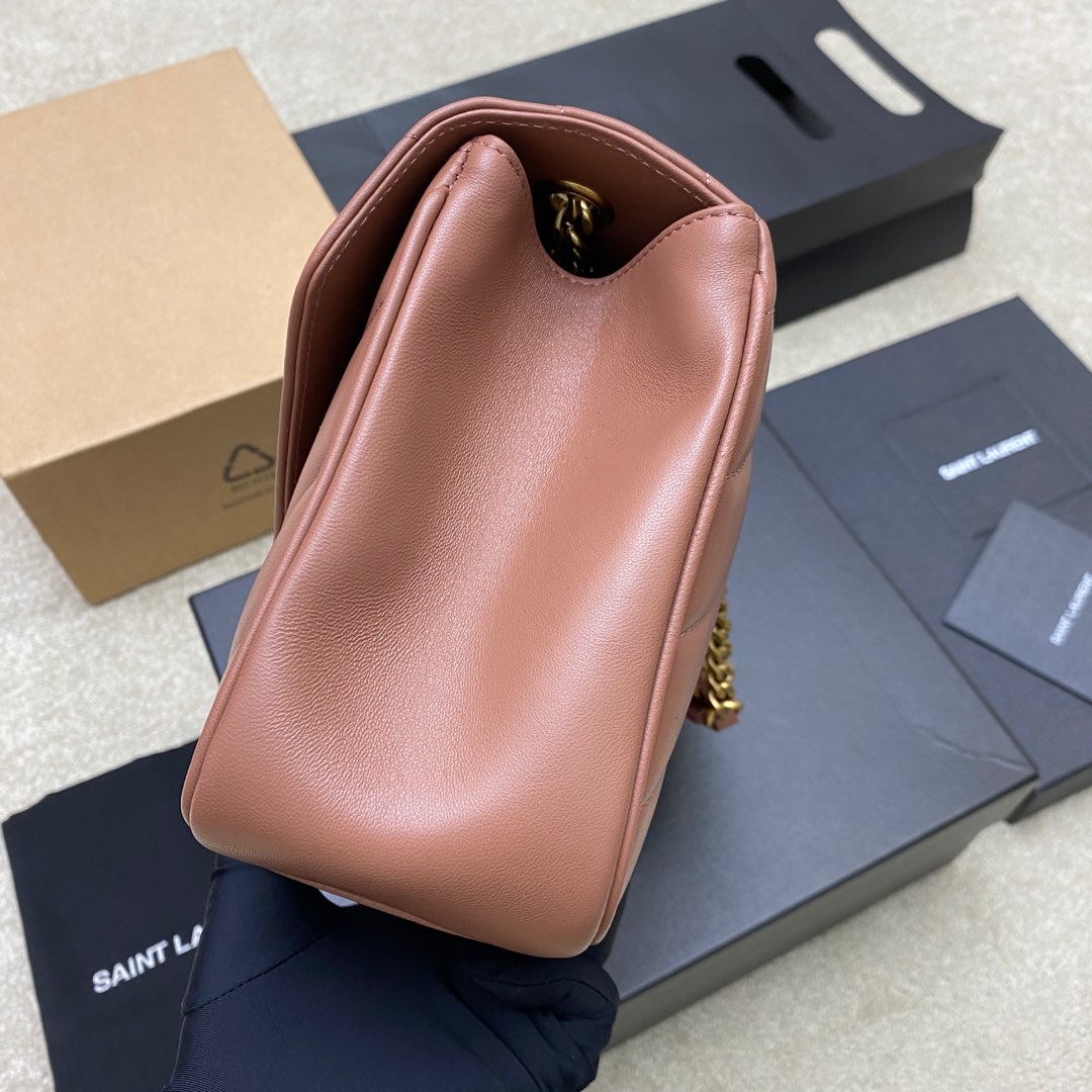 Saint Laurent Loulou Medium Rose Leather Shoulder Bag with Gold Hardware 4 i1736248544529 5858 0 2