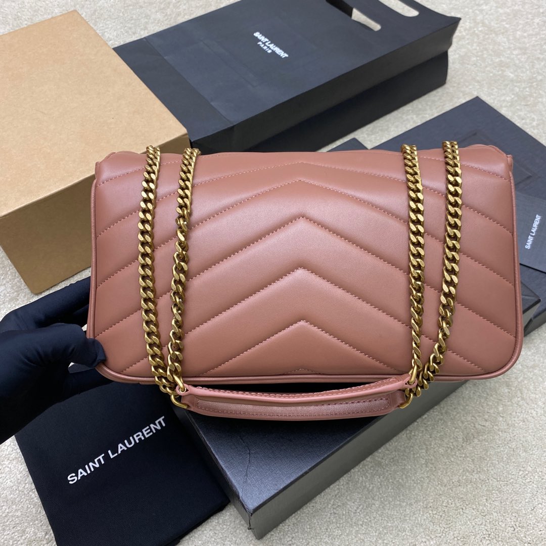 Saint Laurent Loulou Medium Rose Leather Shoulder Bag with Gold Hardware 3 i1736248544698 6999 0 1