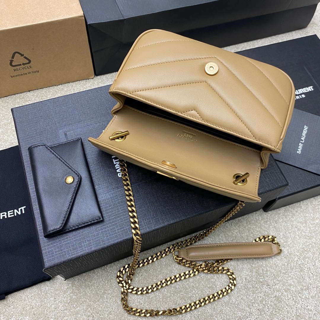 Saint Laurent LouLou Mini Bag in Apricot Lambskin with Gold Hardware 8 i1736434729330 7284 0 6