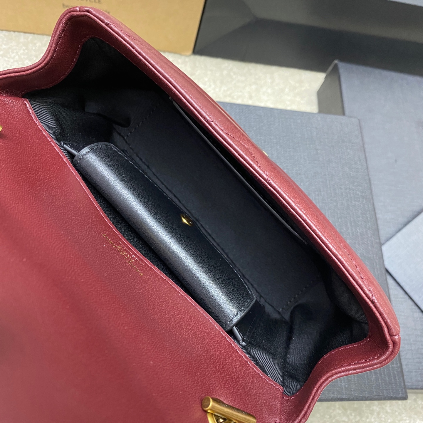 Saint Laurent LouLou Mini Maroon Leather Shoulder Bag with Gold Hardware 8 i1736581508203 2882 0 7