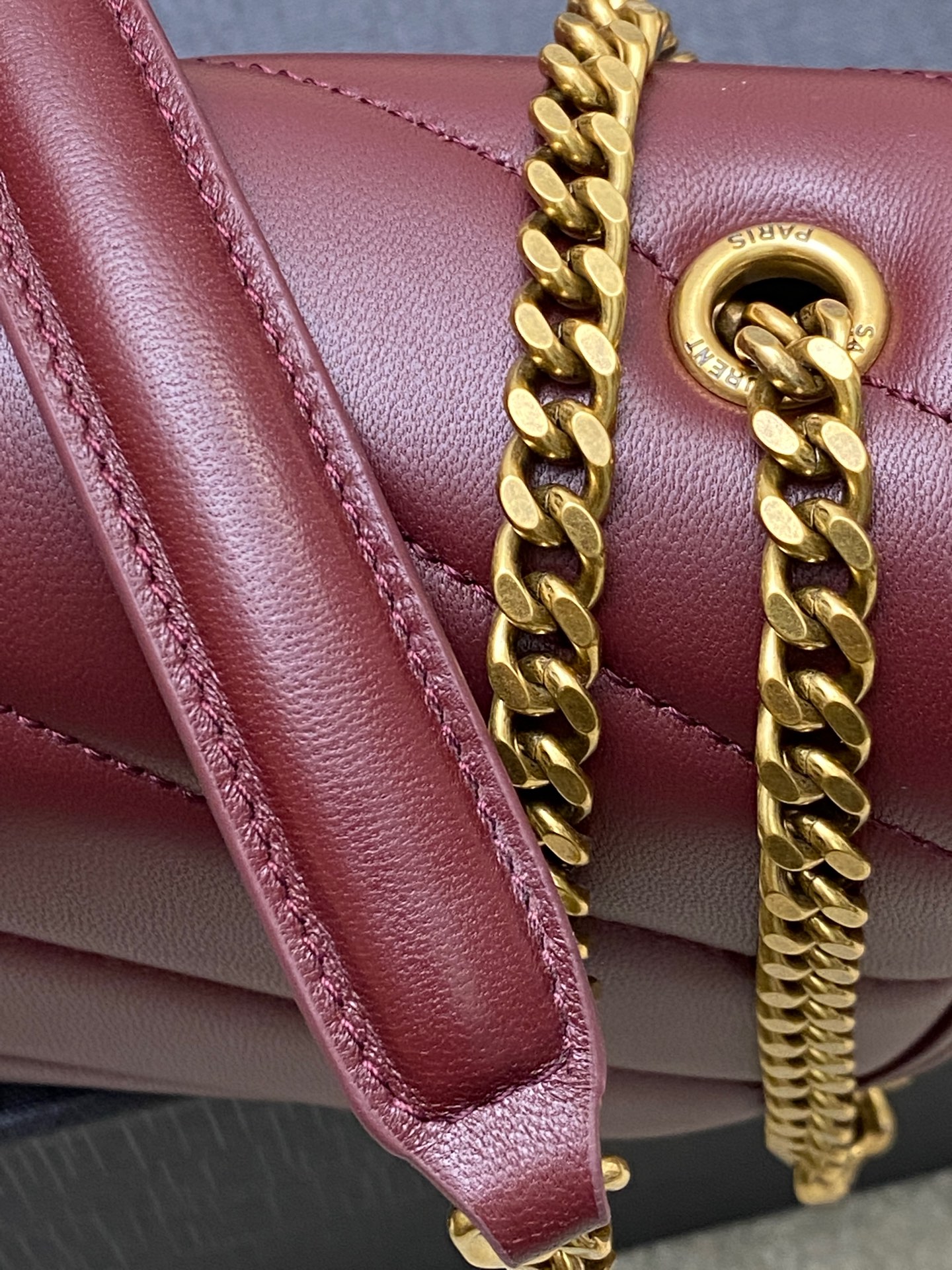 Saint Laurent LouLou Mini Maroon Leather Shoulder Bag with Gold Hardware 6 i1736581508755 6215 0 5