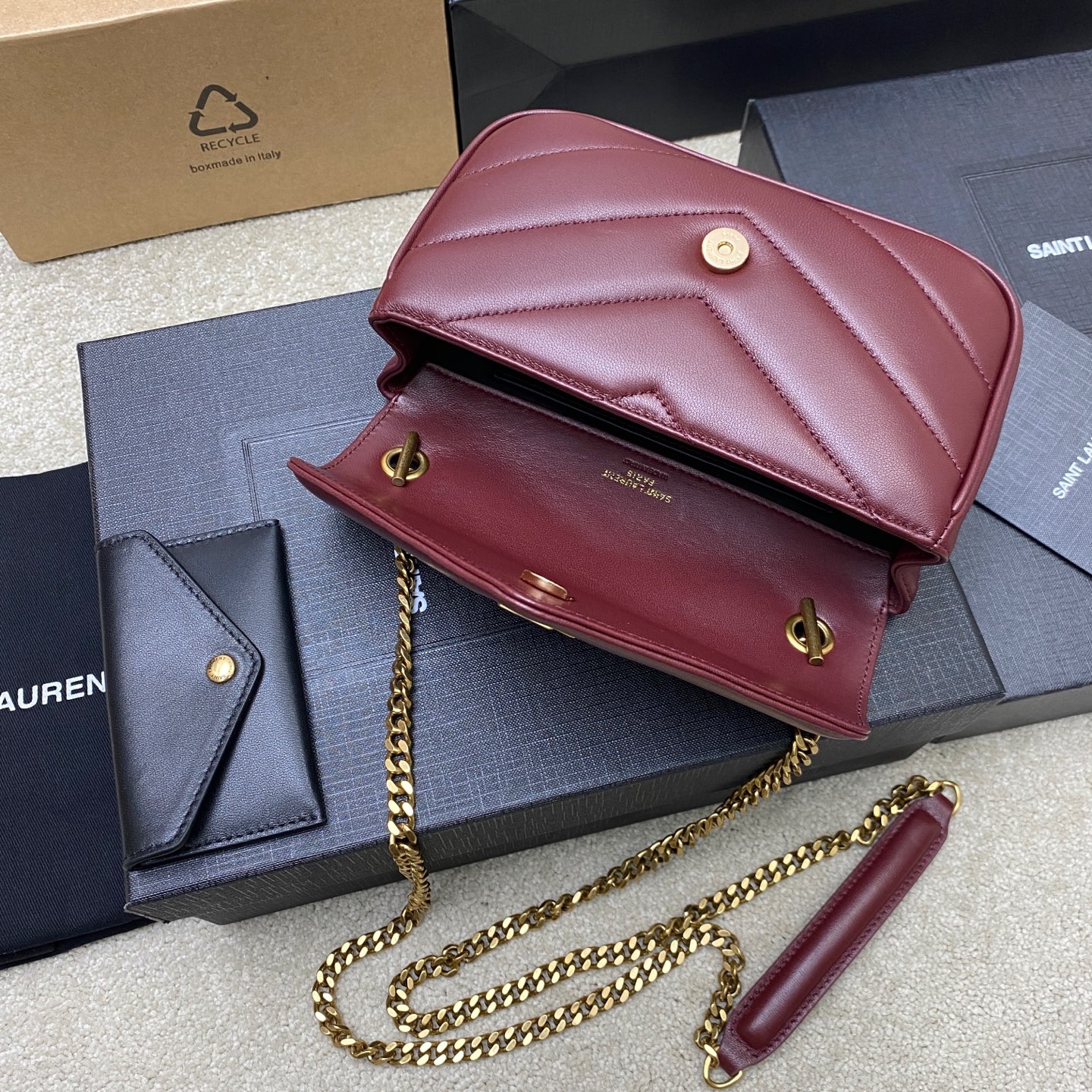 Saint Laurent LouLou Mini Maroon Leather Shoulder Bag with Gold Hardware 7 i1736581508960 7621 0 6