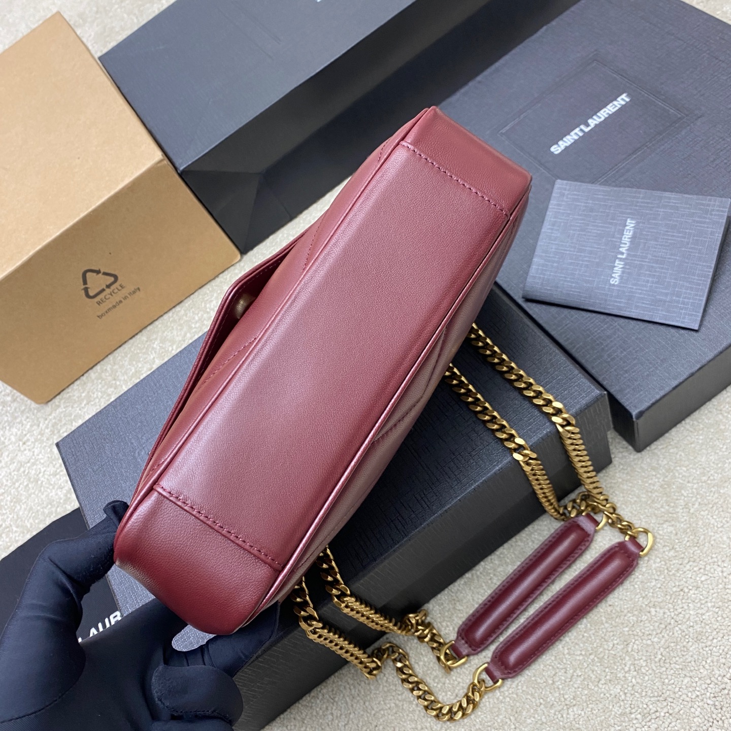 Saint Laurent LouLou Small Bag In Red Leather With Gold Hardware 4 i1736581612678 6586 0 3
