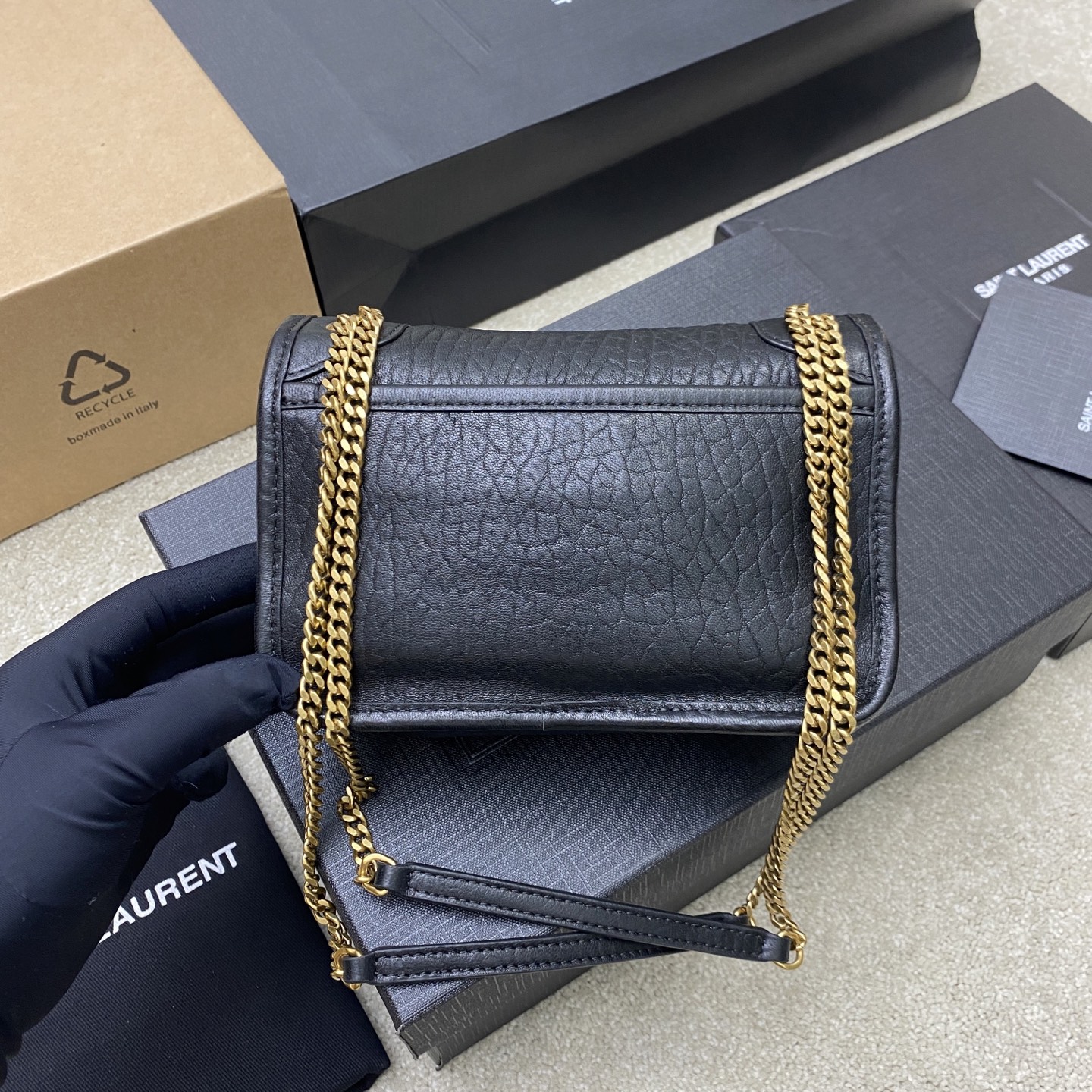 Saint Laurent Mini Niki Black Leather Shoulder Bag with Gold Hardware 3 i1742742353629 6500 0 1