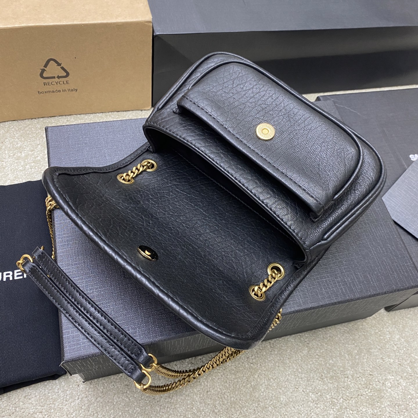 Saint Laurent Mini Niki Black Leather Shoulder Bag with Gold Hardware 8 i1742742354726 2899 0 6