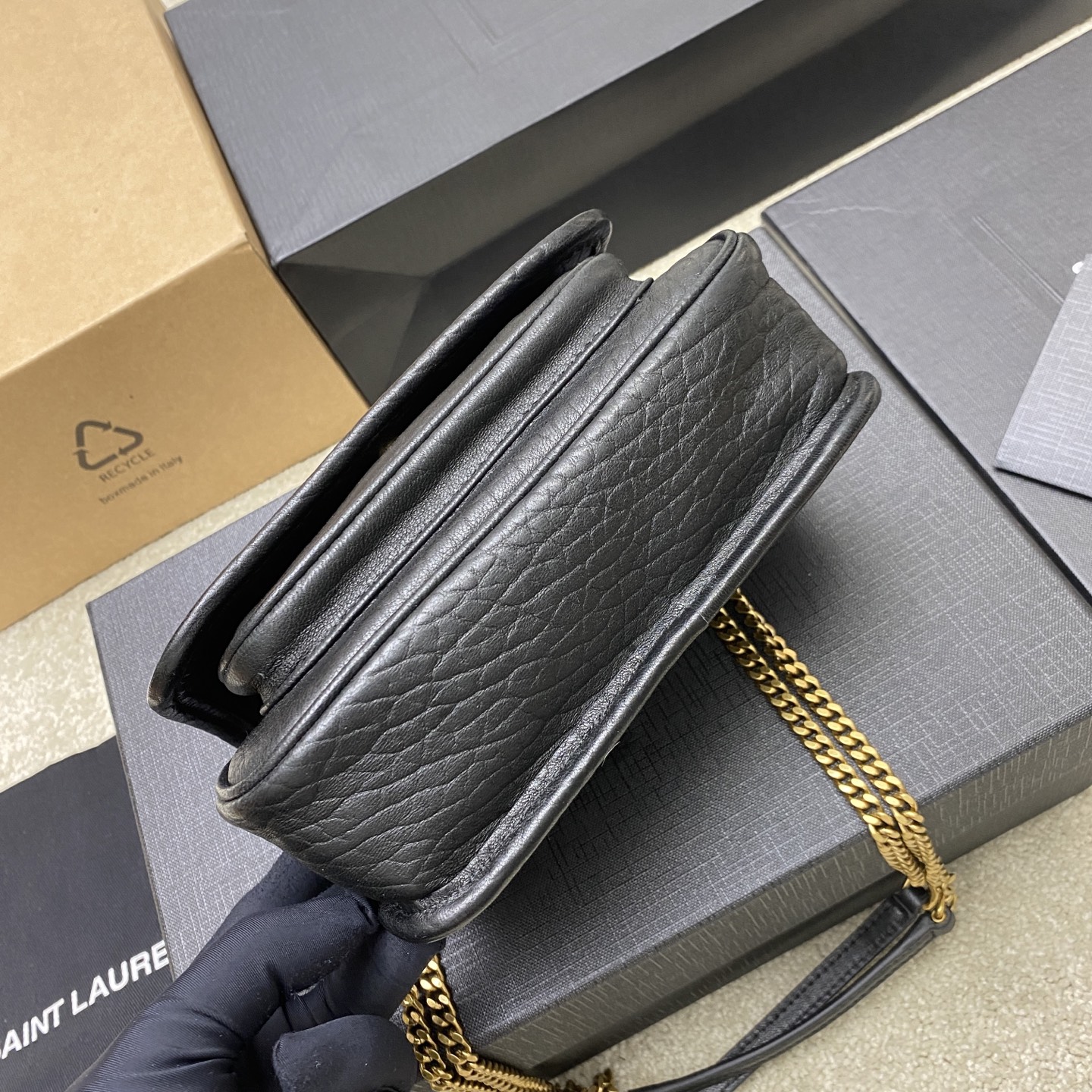 Saint Laurent Mini Niki Black Leather Shoulder Bag with Gold Hardware 4 i1742742354776 9392 0 2