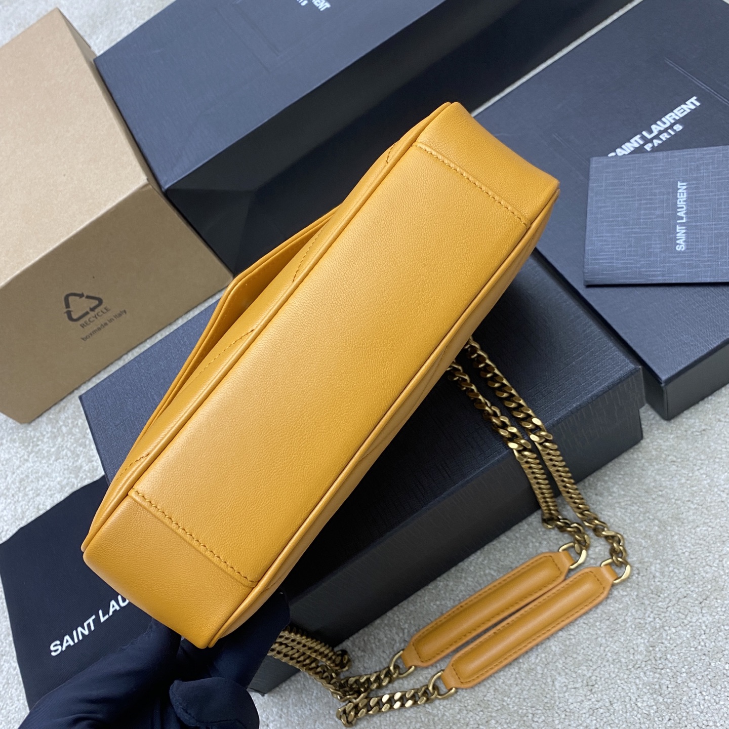 Saint Laurent LouLou Small Yellow Leather Shoulder Bag with Gold Hardware 5 i1742742622290 1697 0 3