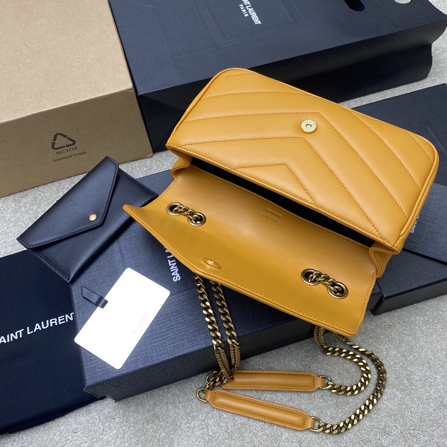 Saint Laurent LouLou Small Yellow Leather Shoulder Bag with Gold Hardware 8 i1742742623278 7500 0 6