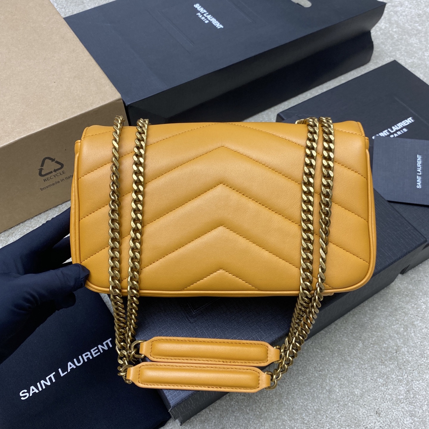 Saint Laurent LouLou Small Yellow Leather Shoulder Bag with Gold Hardware 3 i1742742623385 7965 0 1