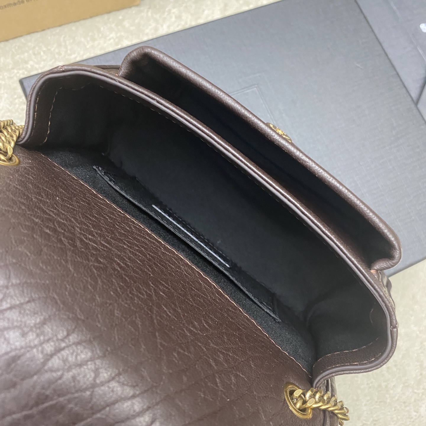 Saint Laurent 大象纹咖啡红/金(迷你号) mini简直不要太酷 包型 没有缺点
