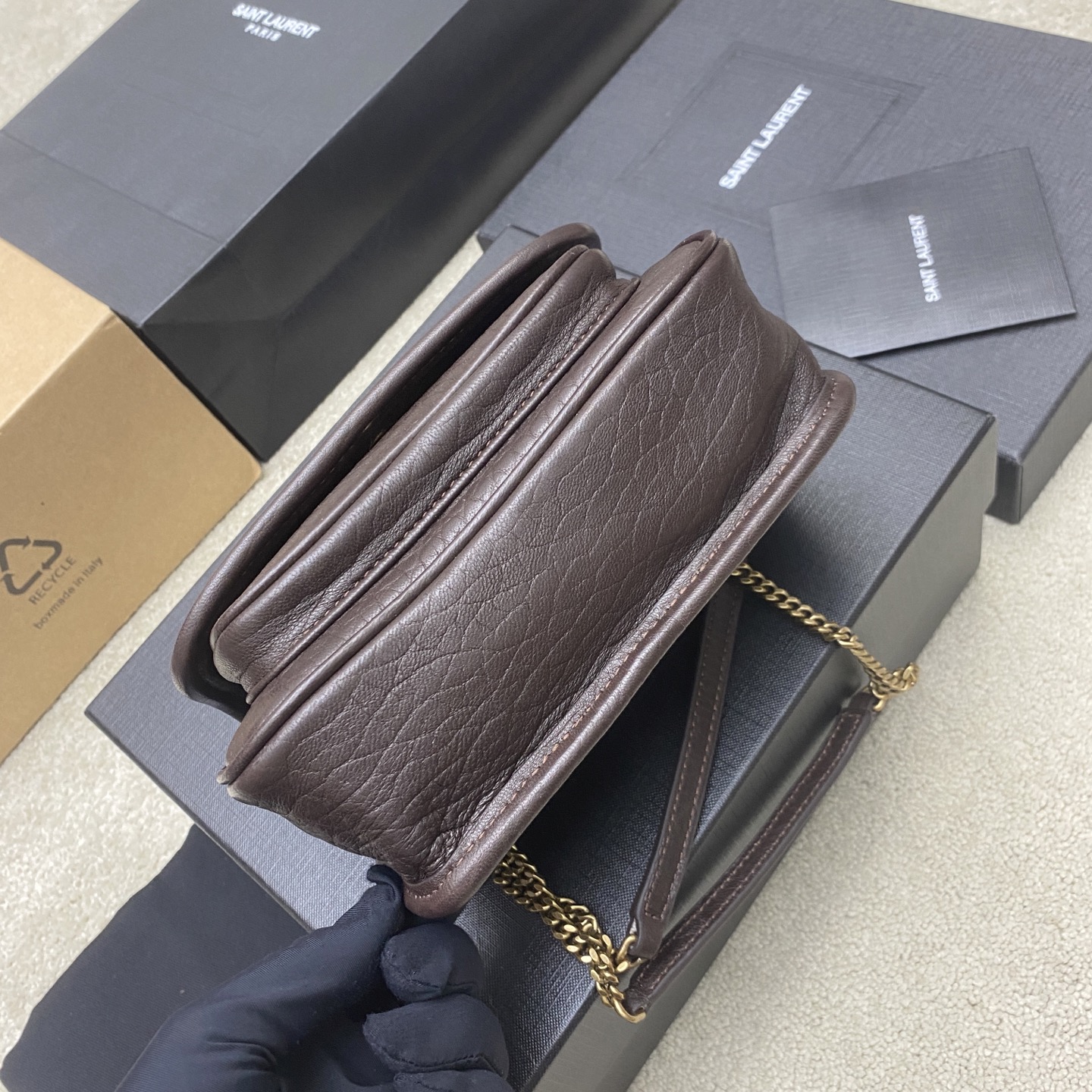 Saint Laurent 大象纹咖啡红/金(迷你号) mini简直不要太酷 包型 没有缺点