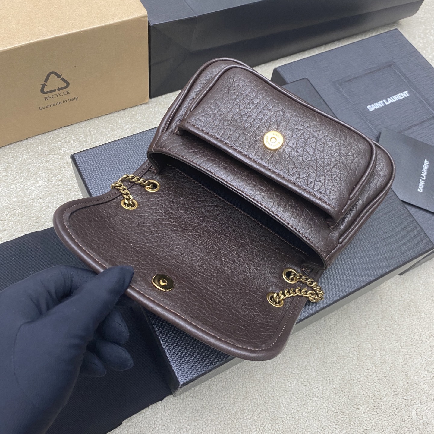 Saint Laurent 大象纹咖啡红/金(迷你号) mini简直不要太酷 包型 没有缺点
