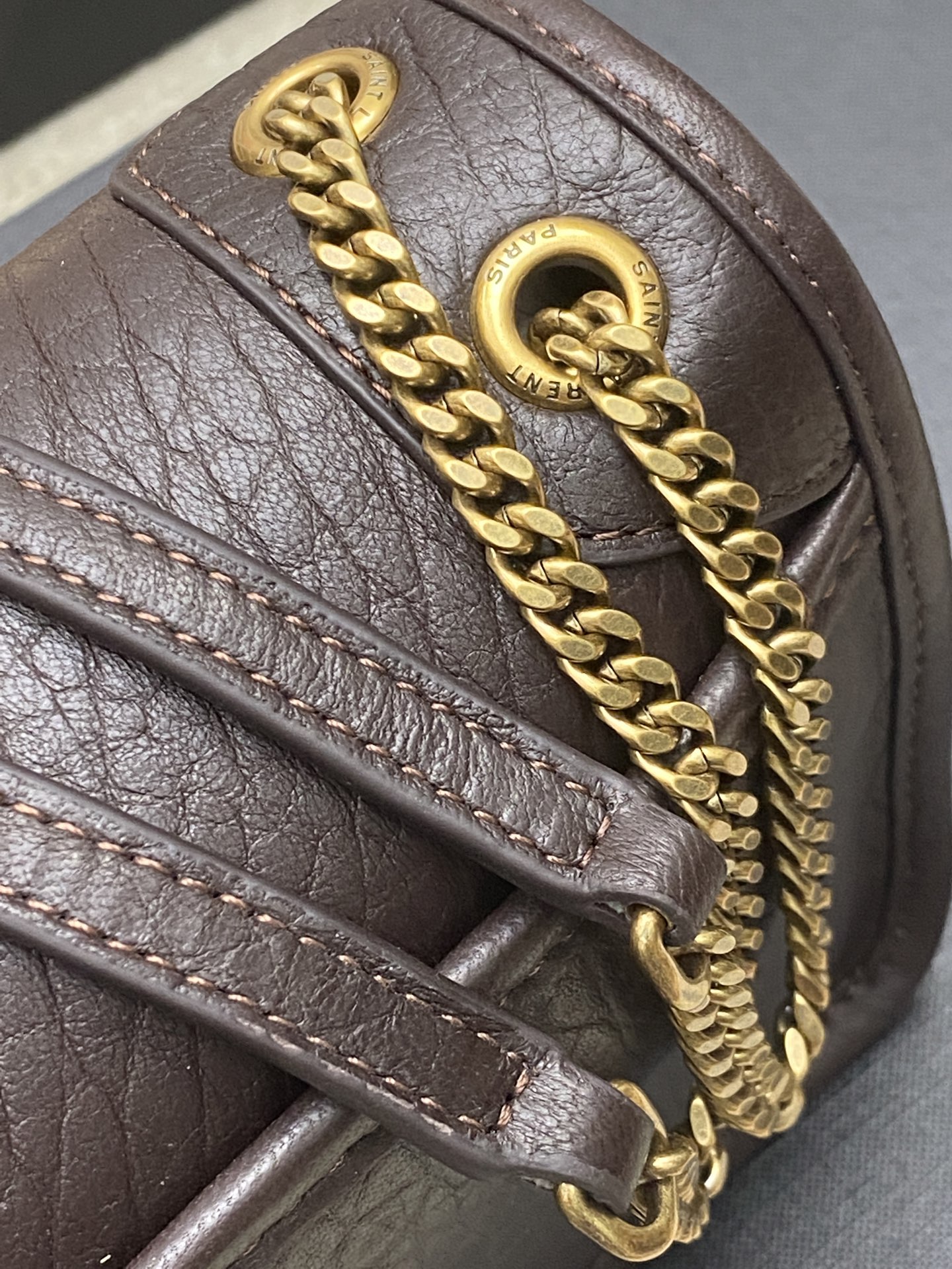 Saint Laurent 大象纹咖啡红/金(迷你号) mini简直不要太酷 包型 没有缺点