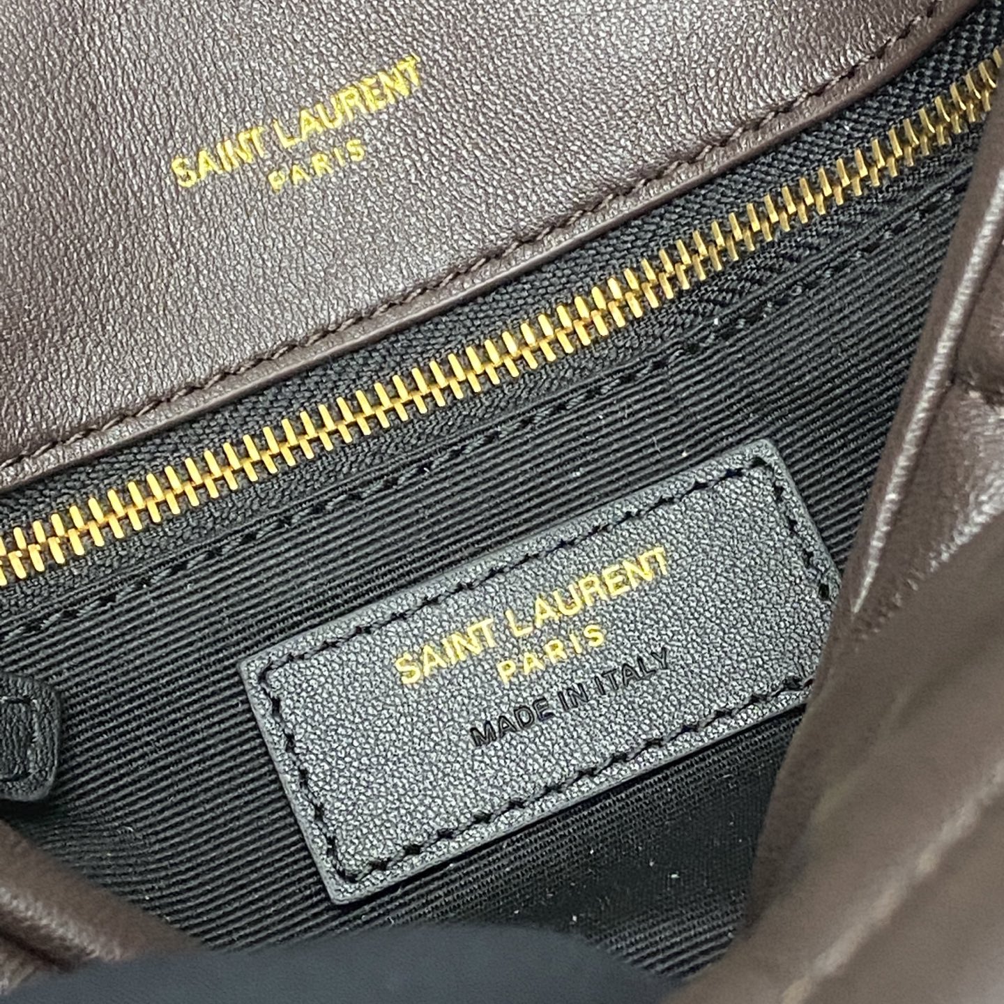 Saint Laurent 迷你咖啡羊皮/古金