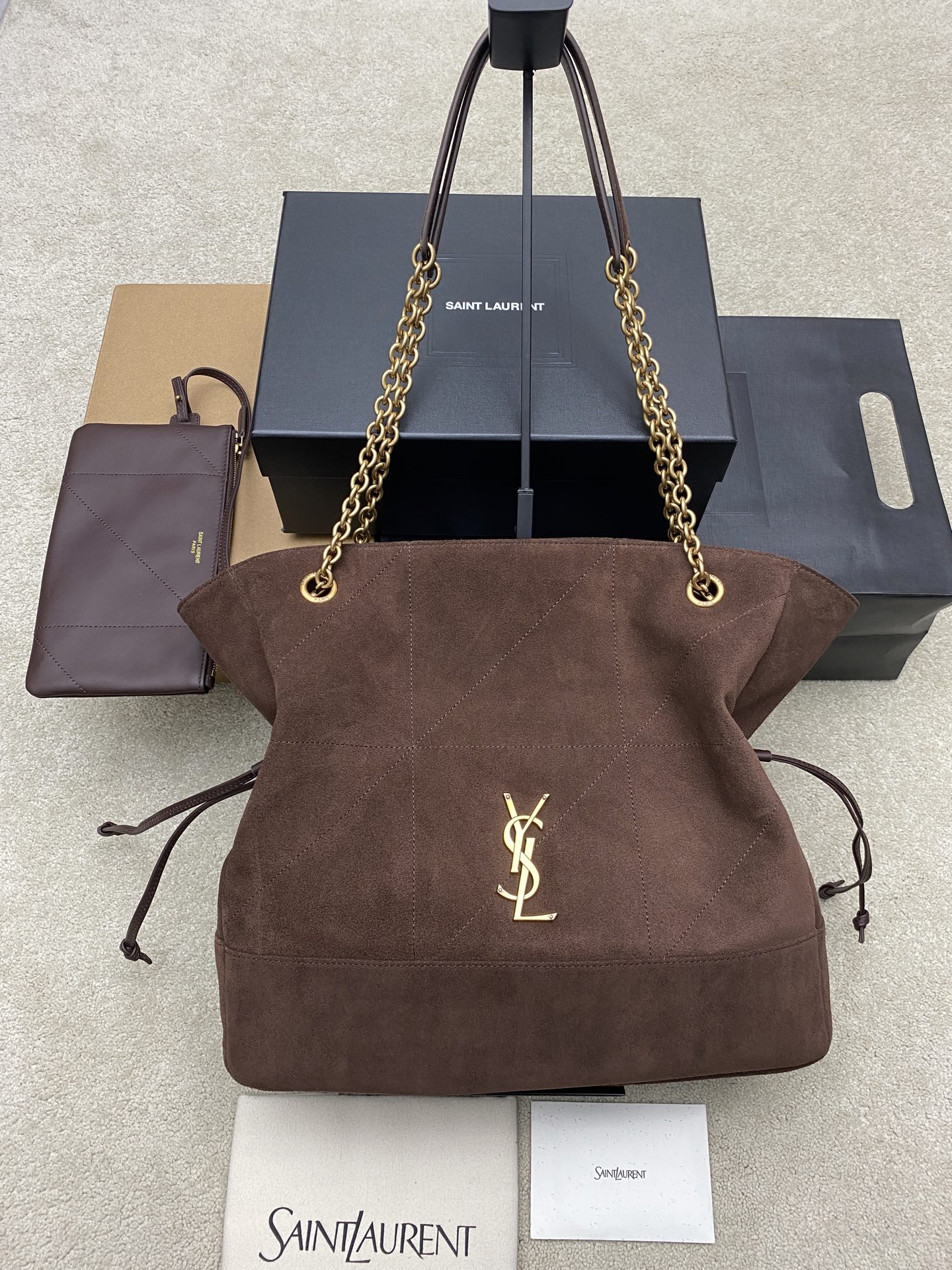 Saint Laurent 磨砂咖啡/古金
