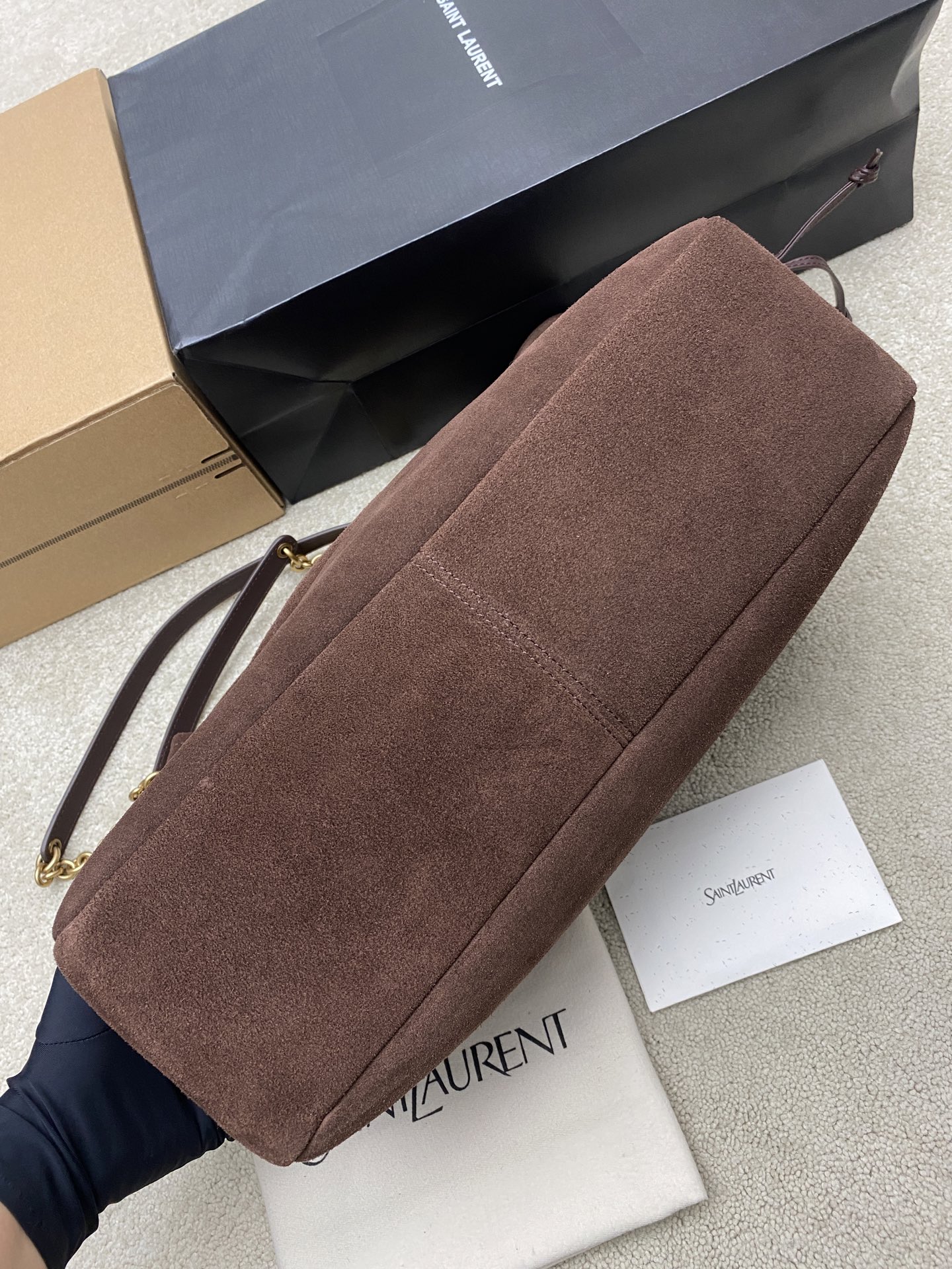 Saint Laurent 磨砂咖啡/古金