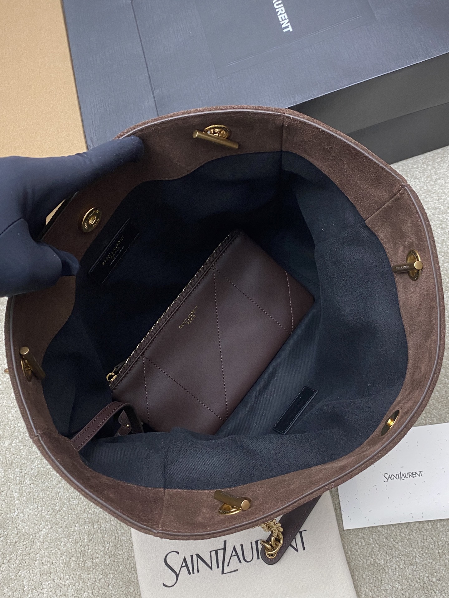 Saint Laurent 磨砂咖啡/古金