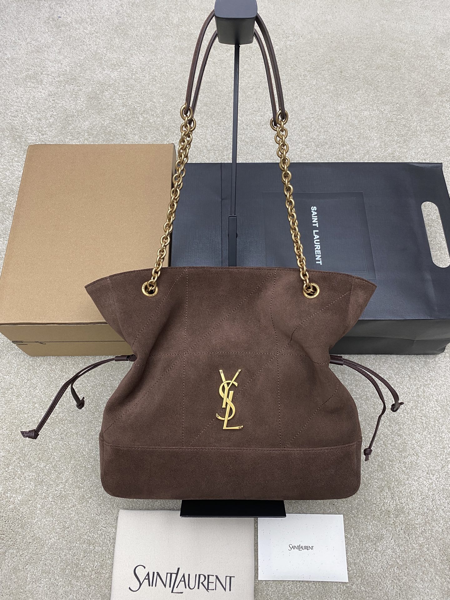 Saint Laurent 磨砂咖啡/古金