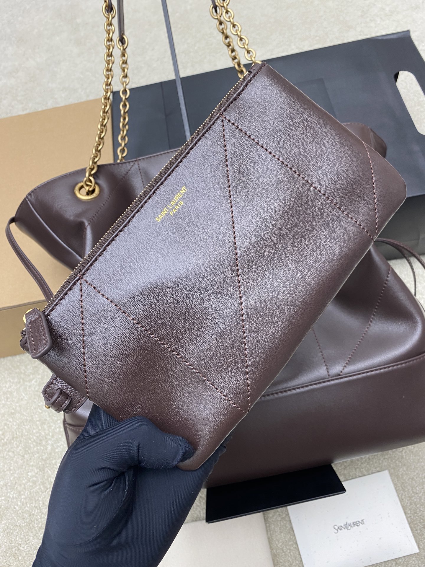 Saint Laurent 咖啡羊皮/古金 、精品专供