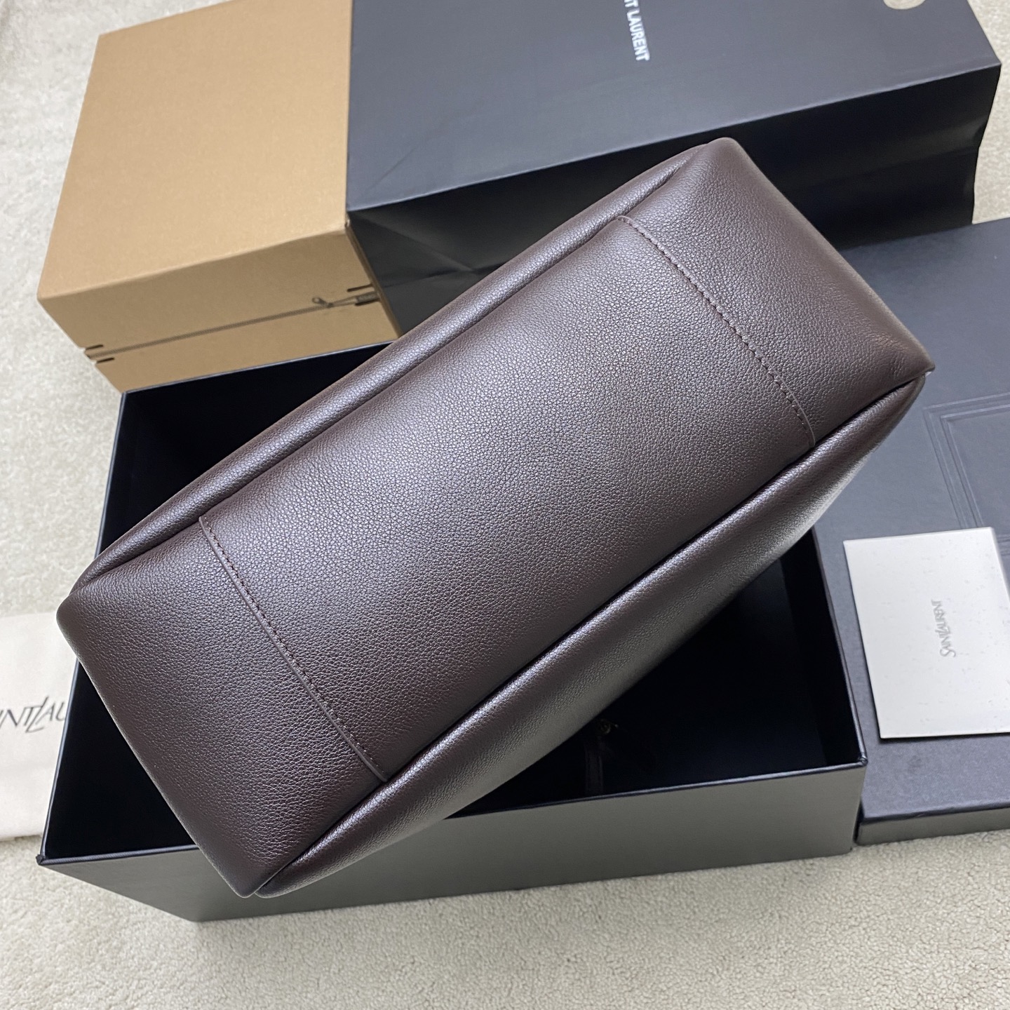 Givenchy 咖啡平纹/金 全新升级版 带小包▪ Hobo腋下包 黑色头层牛皮+金色Logo
