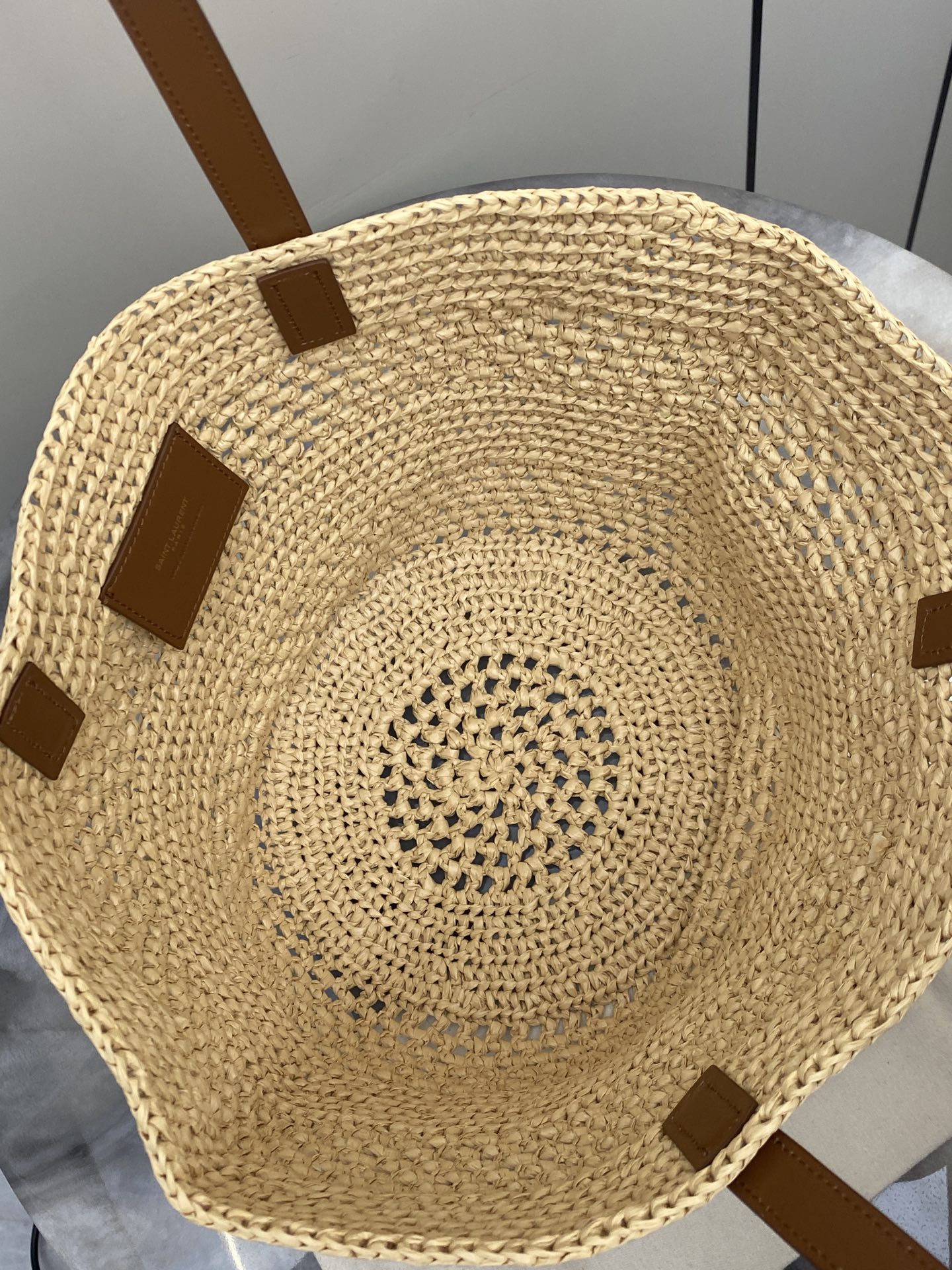 SAINT LAURENT Raffia Panier Tote Bag