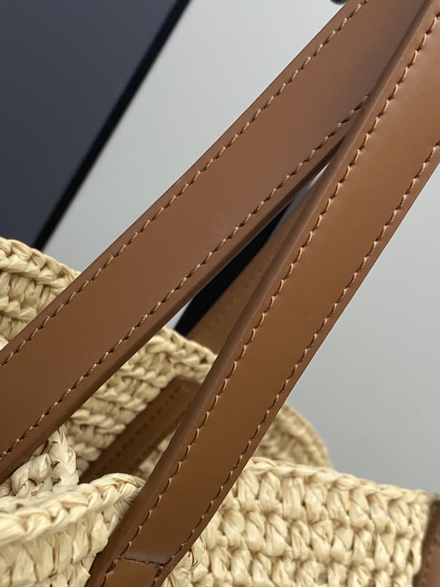 SAINT LAURENT Raffia Panier Tote Bag