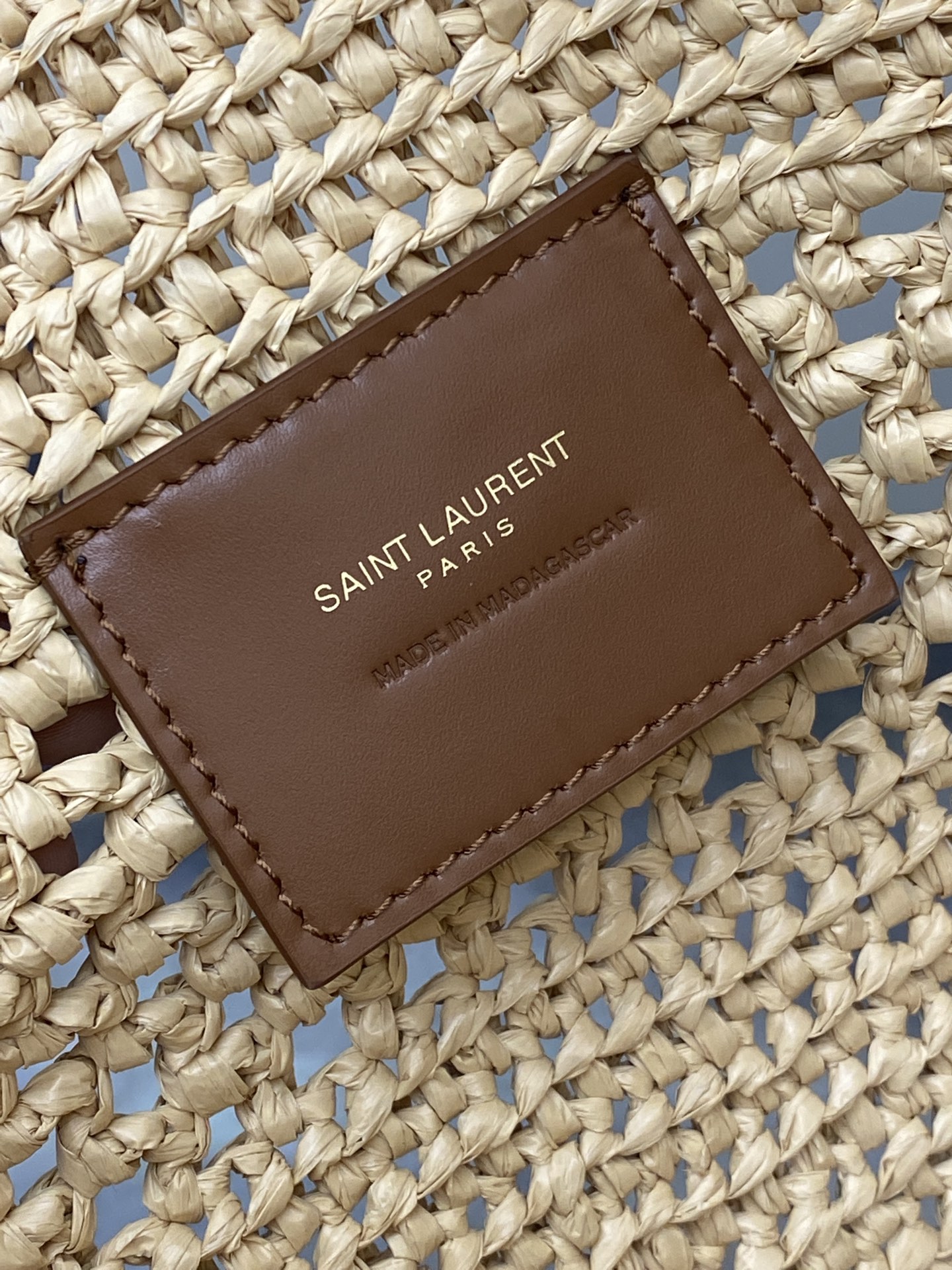 SAINT LAURENT Raffia Panier Tote Bag