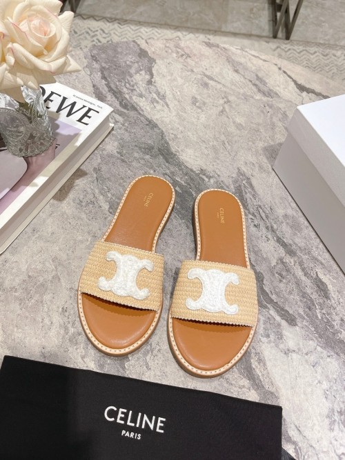 Celine Women's Triomphe Woven Slide Sandals - Summer Essential 1 Celine Women's Triomphe Woven Slide Sandals - Summer Essential