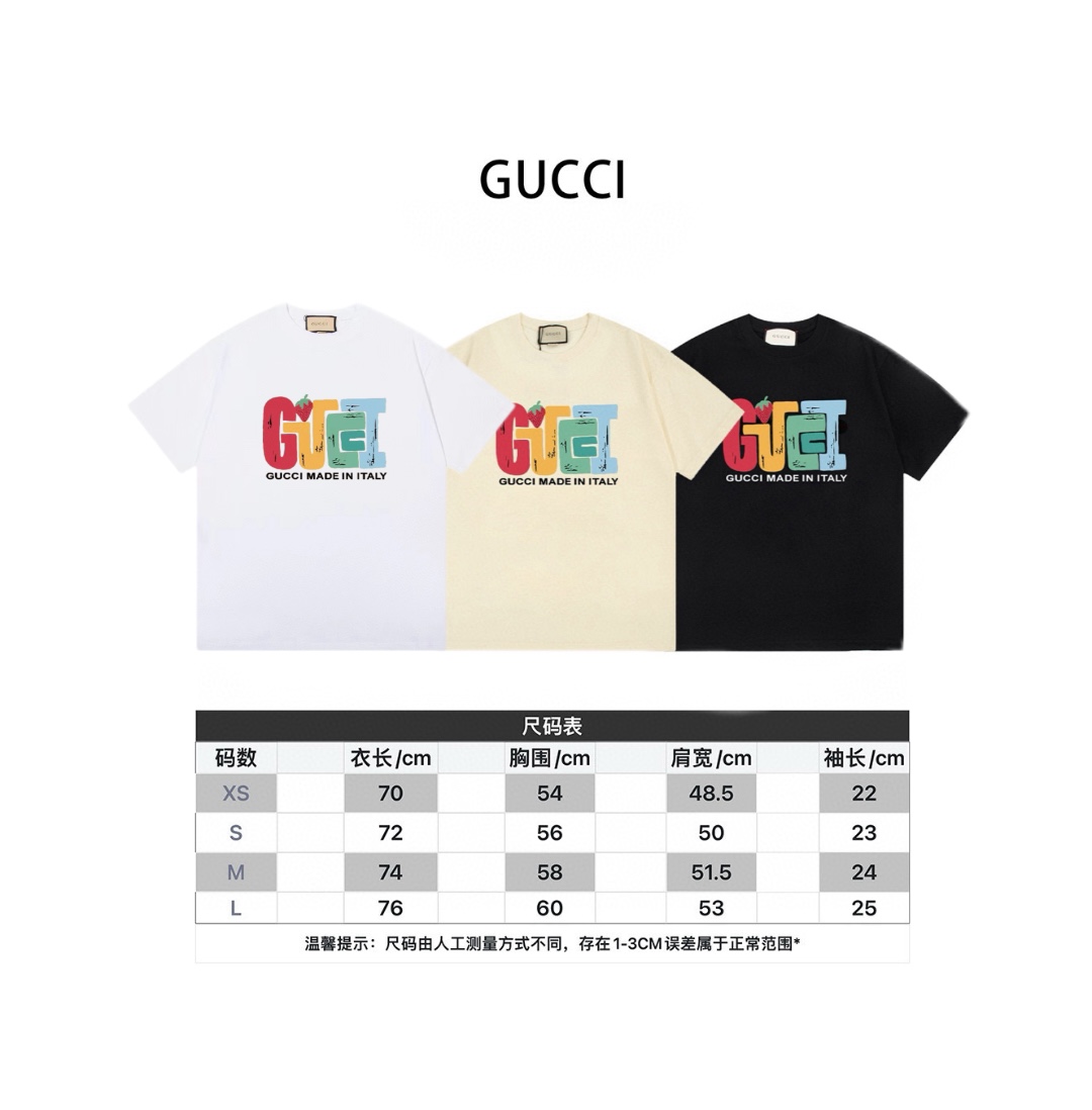 Gucci Kolor moreli Czarny Biały Drukowanie Unisex Bawełna Wiosenna kolekcja