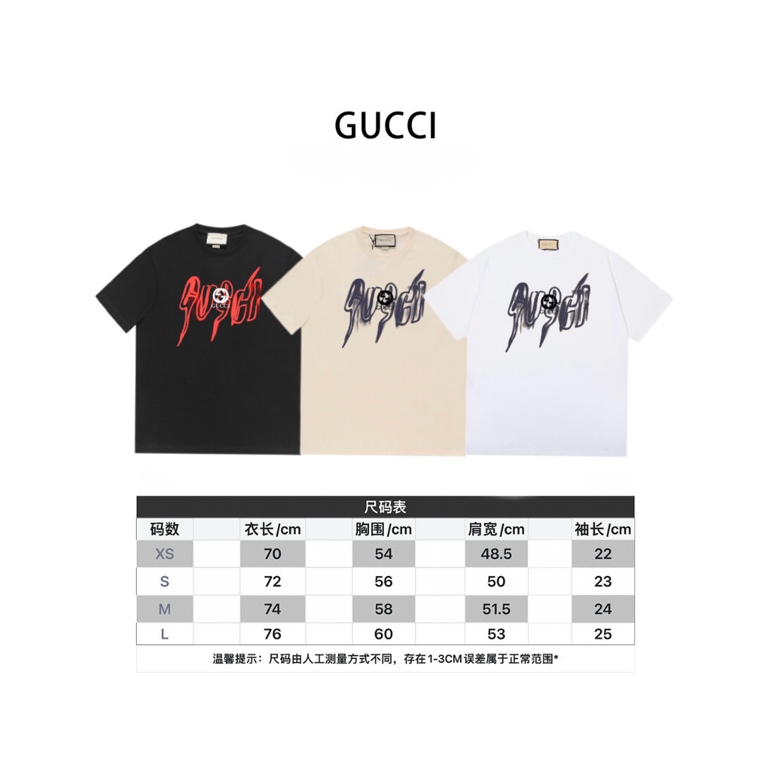 Gucci Repliki
 Odzież T-Shirt Kolor moreli Czarny Biały Bawełna