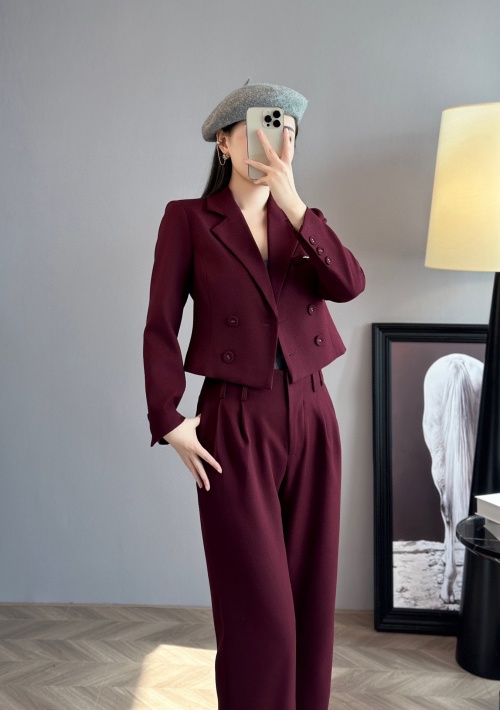 Elegant Women's Wool Blend Blazer and Pants Set - Korean Style Suit 1 Elegant Women's Wool Blend Blazer and Pants Set - Korean Style Suit