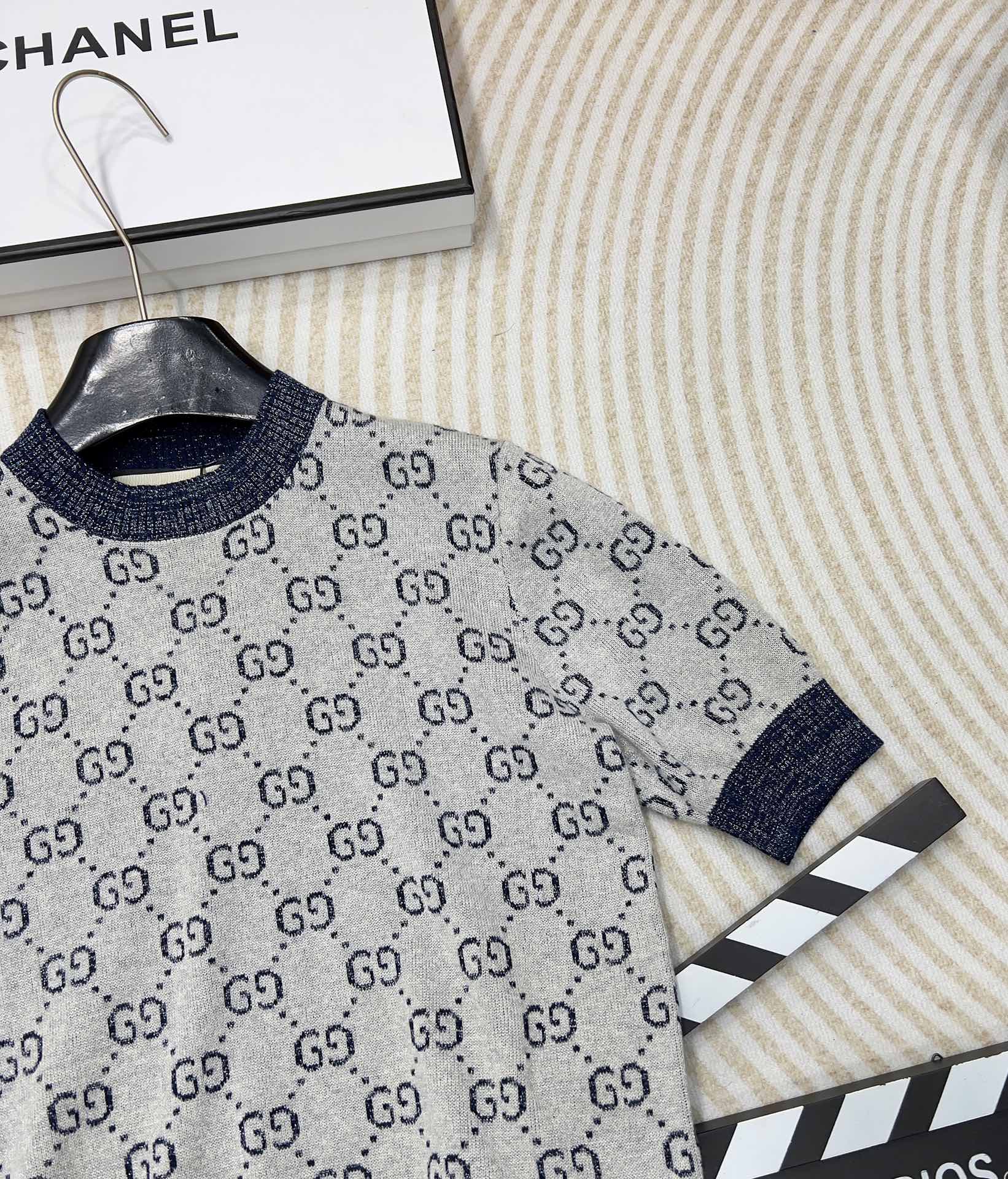 🆕 Gucci 金丝双G圆领针织短袖，德国一体挂机工艺、独家采用进口意大利金丝，柔软亲肤。给你奢侈品真正