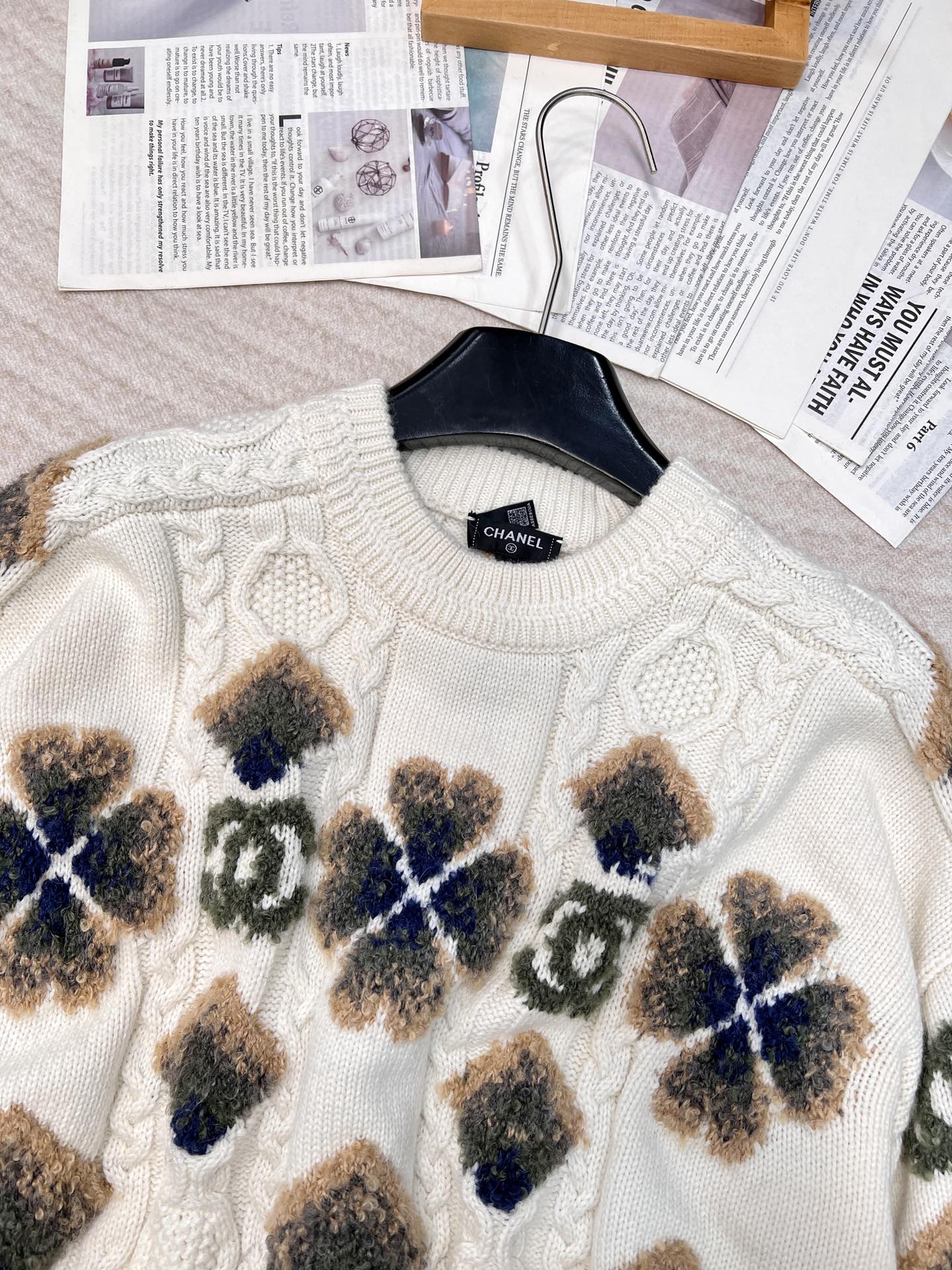 🆕Chan* 24Fw秋冬滑雪⛷系列新款 四叶草爱心麻花羊毛针织衫丨⚠独家yb开发！定制YB进口羊毛材质