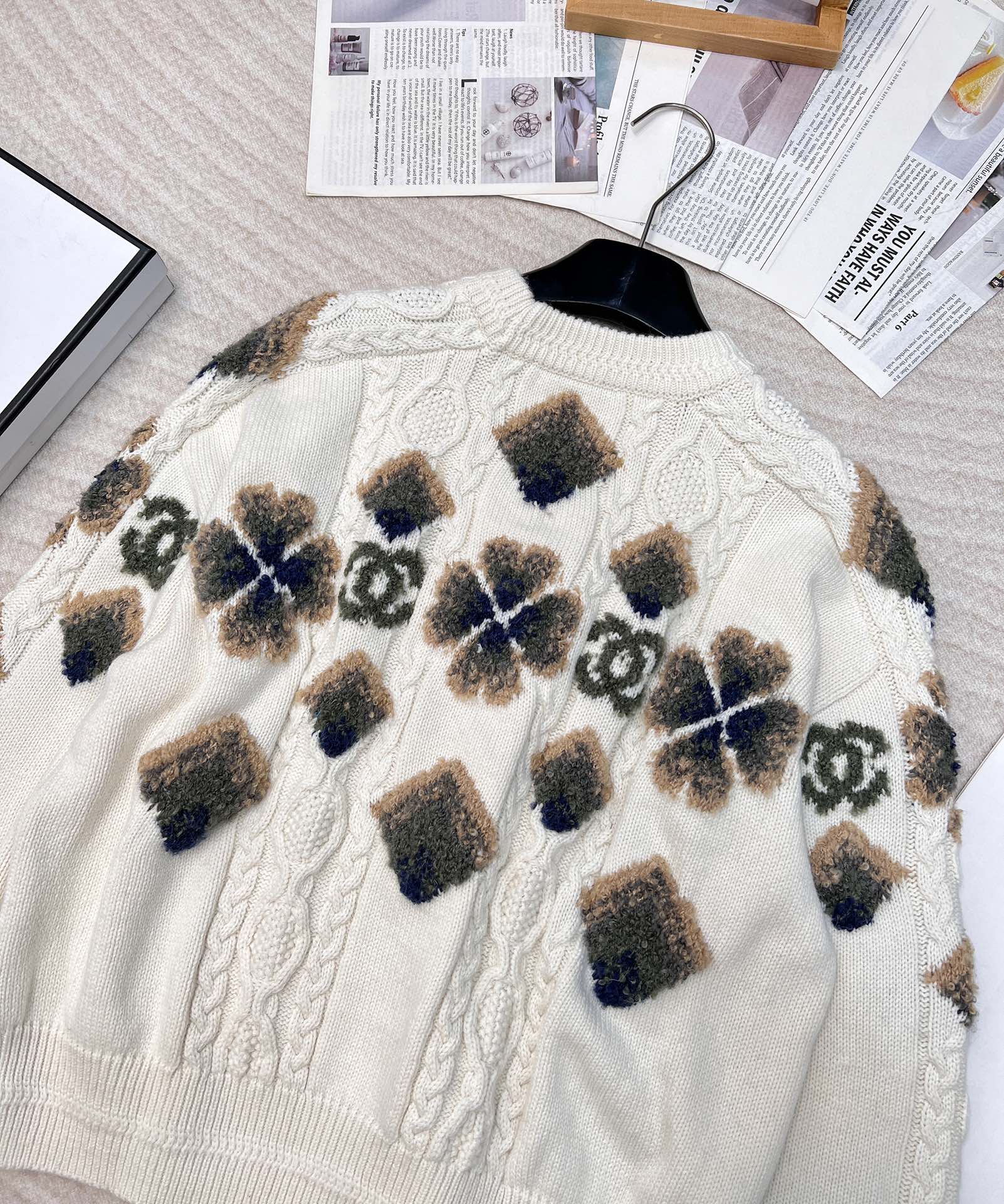🆕Chan* 24Fw秋冬滑雪⛷系列新款 四叶草爱心麻花羊毛针织衫丨⚠独家yb开发！定制YB进口羊毛材质