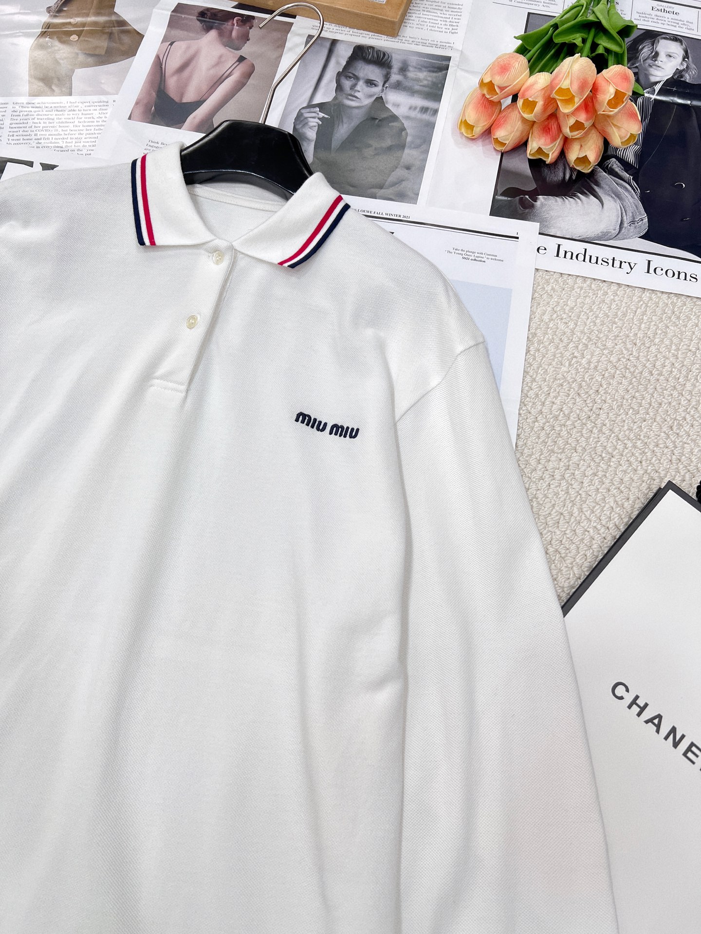 🆕MiuMiu25Ss春夏新款定位刺绣字母白色长袖polo衫丨⚠独家yb开发！高版出品！超爱知识分子时髦