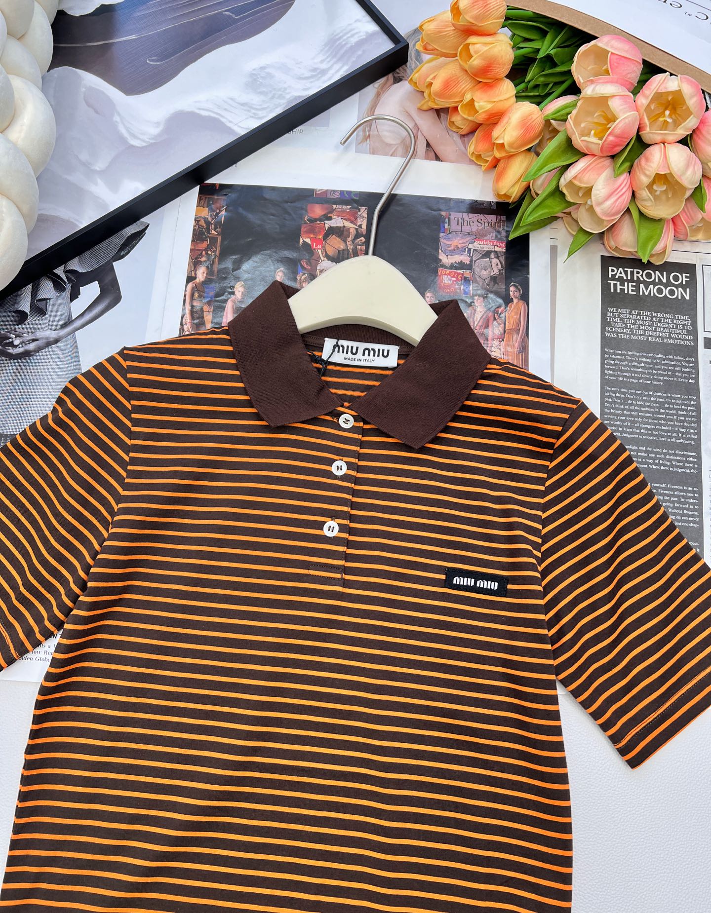 🆕MiuMiu25FW早秋新款 纯棉修身条纹Polo领短袖上衣丨⚠独家yb开发！高版出品！精选高支纯棉面