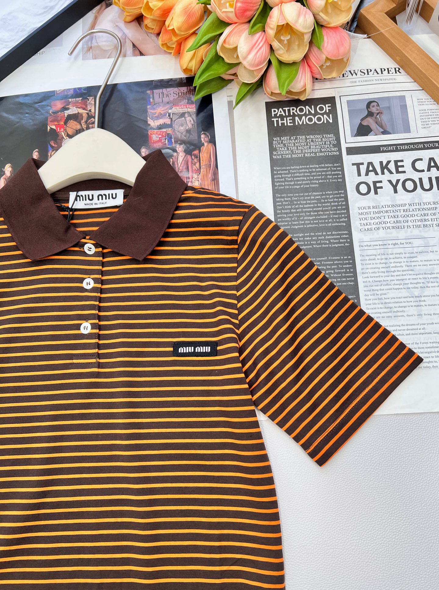 🆕MiuMiu25FW早秋新款 纯棉修身条纹Polo领短袖上衣丨⚠独家yb开发！高版出品！精选高支纯棉面