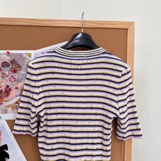 🆕Chanel早春马卡龙条纹镂空针织短袖,温柔马卡龙条纹,少女感针织短袖太戳人!早春氛围感刚需针织上衣,甜而不腻的粉黄藏 🆕Chanel早春马卡龙条纹镂空针织短袖,温柔马卡龙条纹,少女感针织短袖太戳人!早春氛围感刚需针织上衣,甜而不腻的粉黄藏